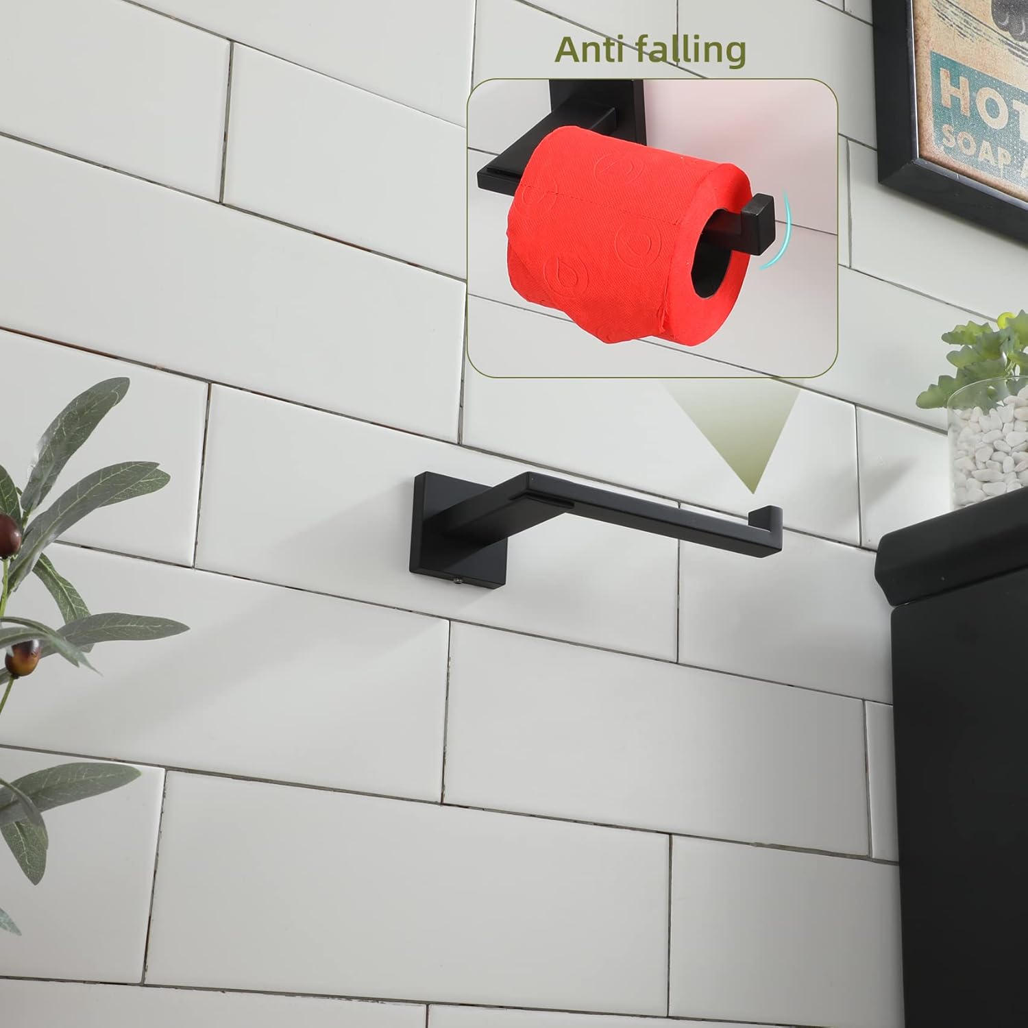 KOKOSIRI Black Stainless Steel Toilet Paper Holder 1