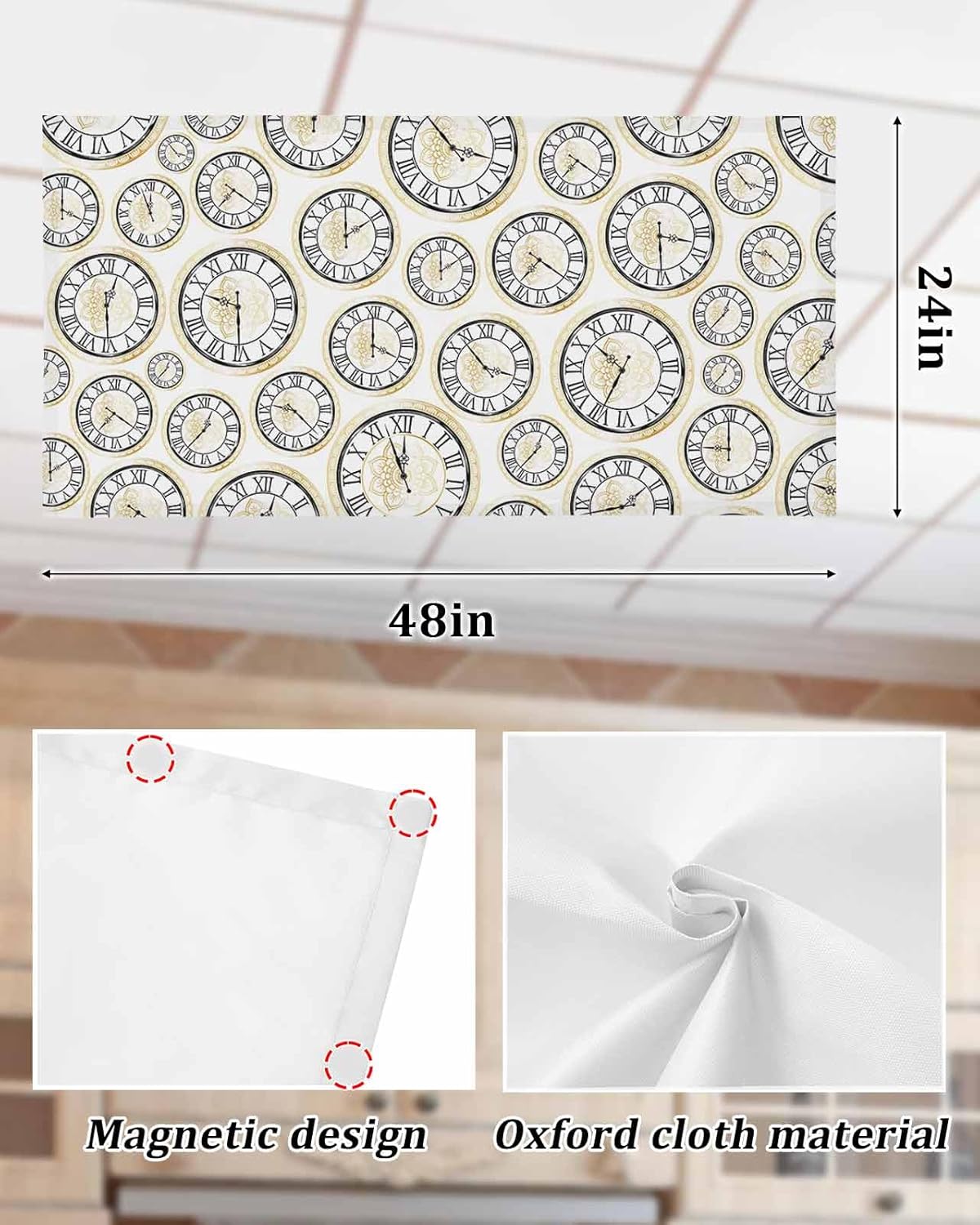 Gold Flower Ceiling Light Cover 4x2 Feet Magnetic 1 Pack