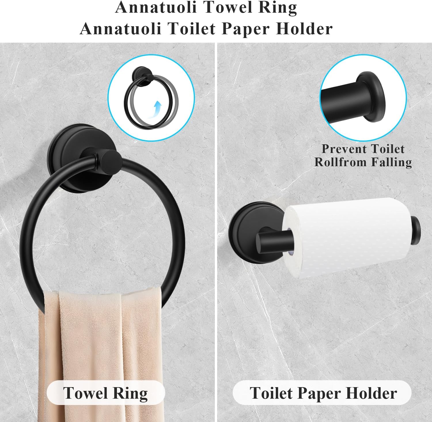 Annatuoli 5 Piece Suction Cup Bathroom Accessories Set