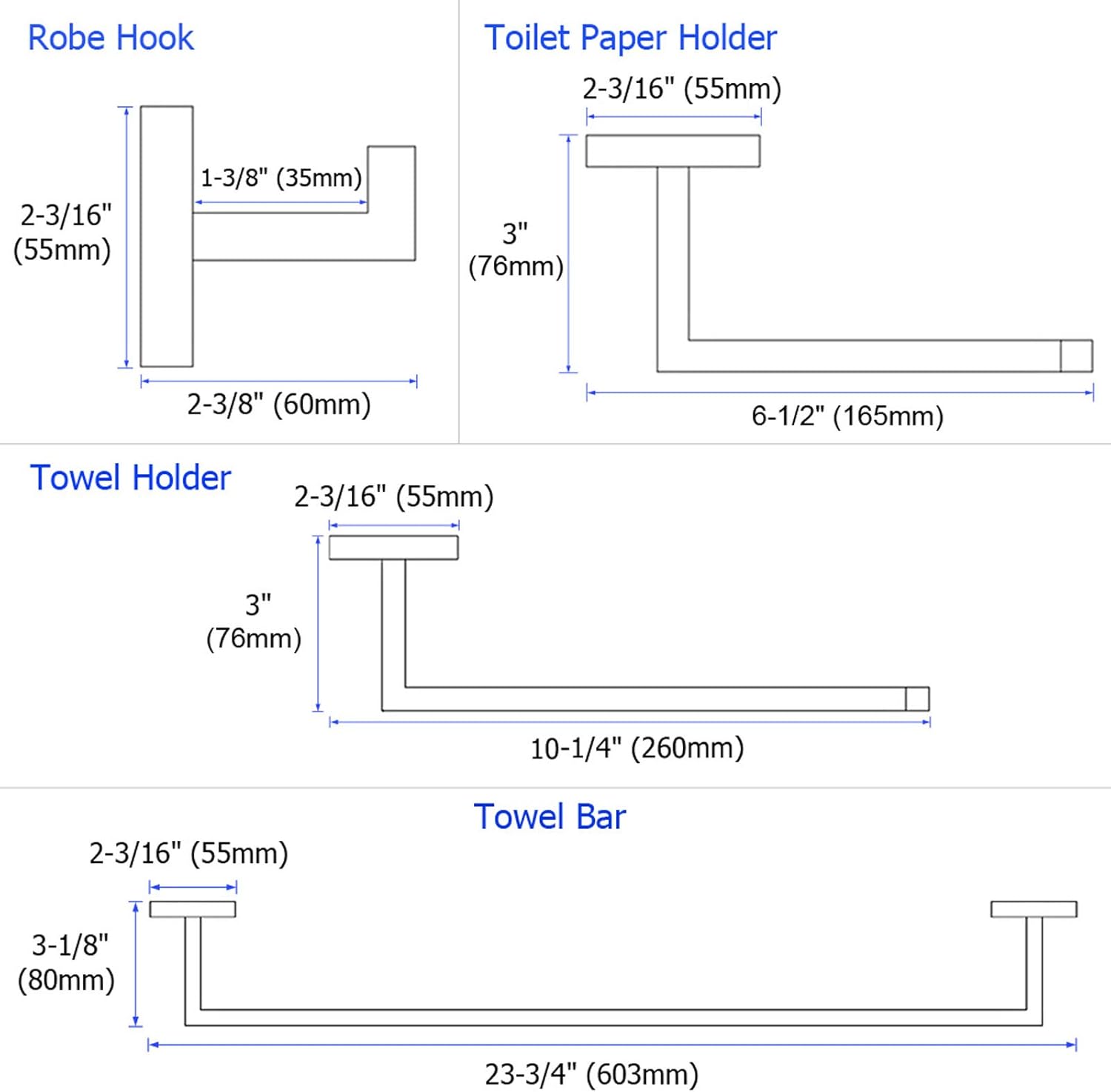 Suyar 4-Piece Chrome Bathroom Hardware Set