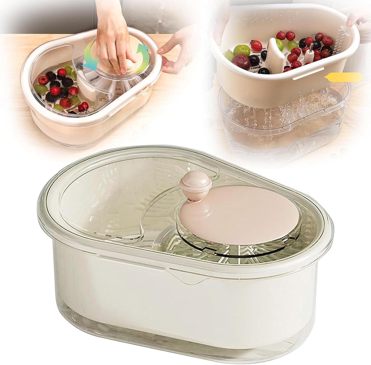 Cmeilau 2025 Fruit Cleaner Spinner Manual Portable