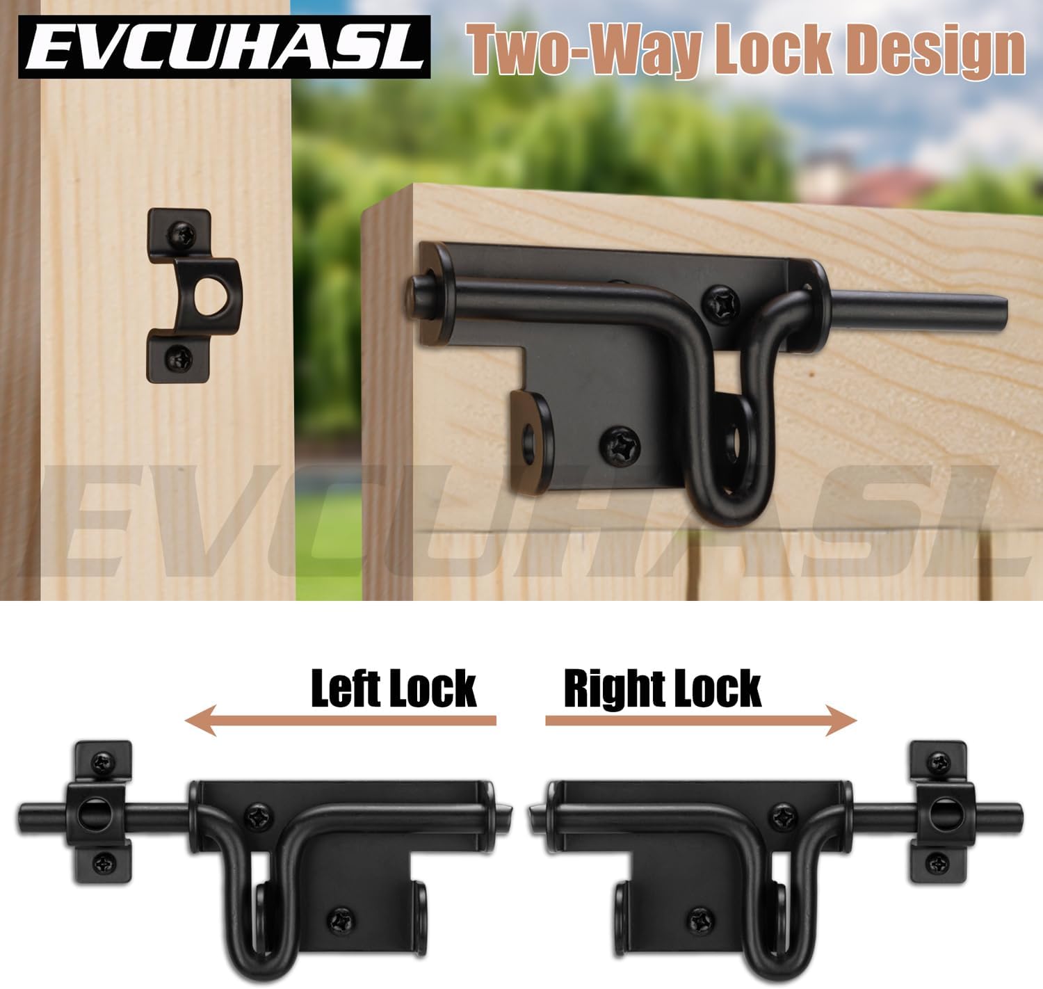 EVCUHASL Slide Bolt Gate Latch Set