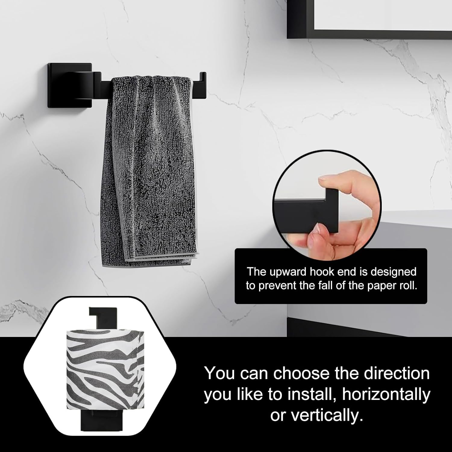 Matte Black Toilet Paper Holder - Durable Stainless Steel Wall Mount
