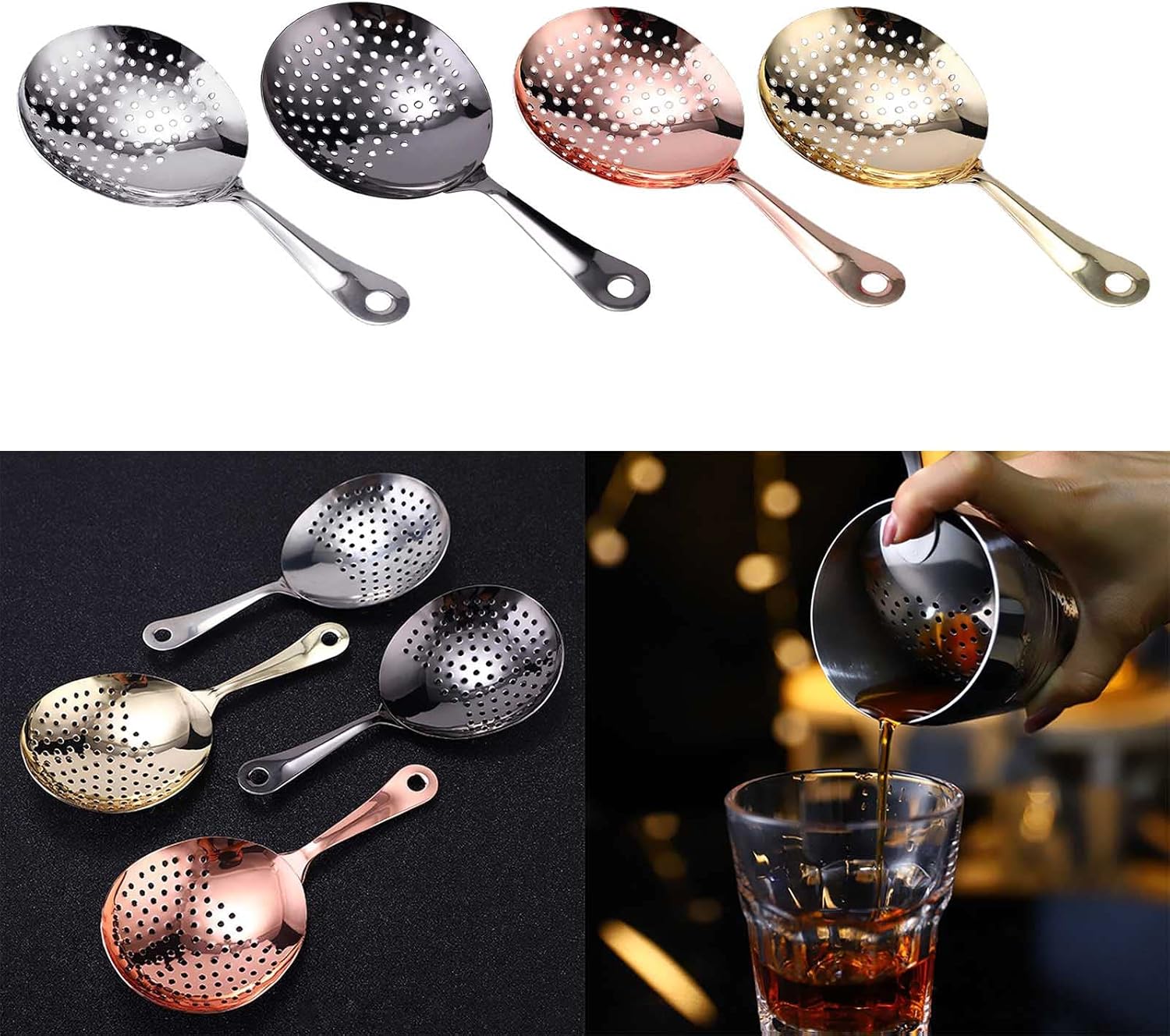 Stainless Steel Cocktail Strainer with Round Handle