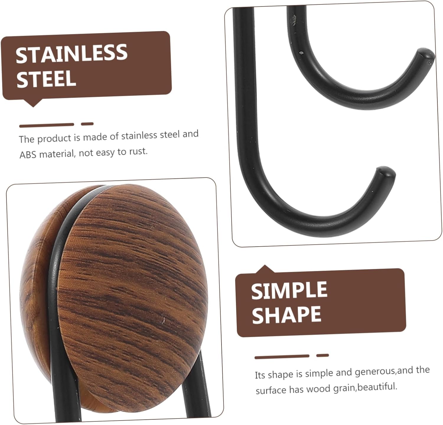 Grain Stainless Steel Adhesive Hook Decorative Towel Holder