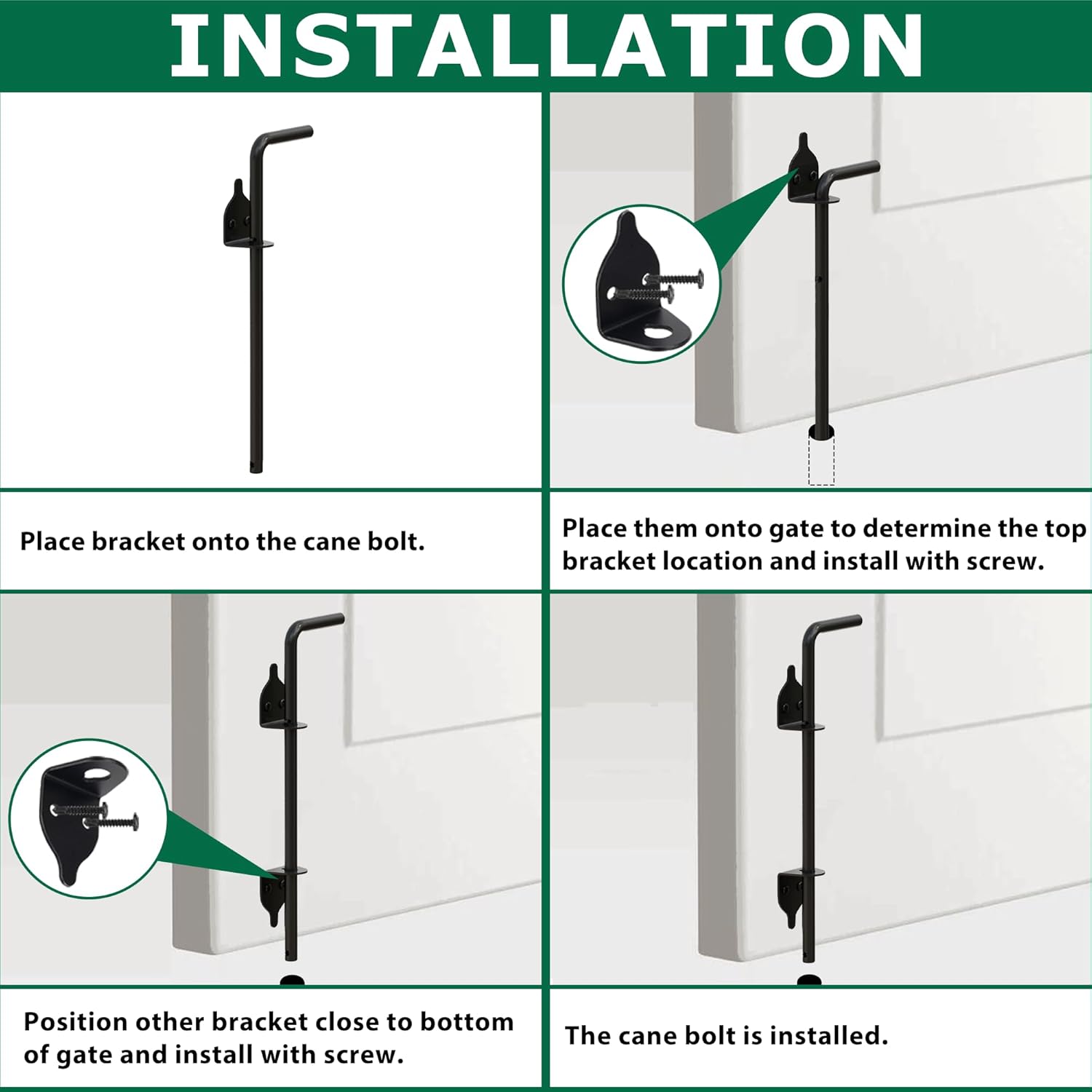 URDOGSLDurable Cane Bolt Gate Drop Rod for Vinyl Fences 12 Weatherguard Protection