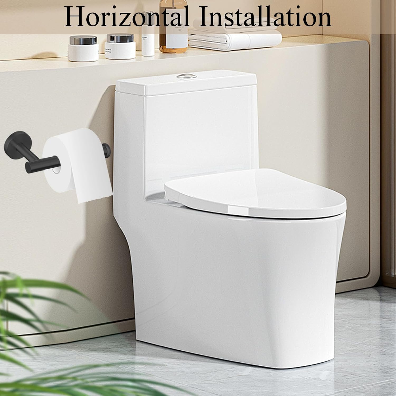 Kinbrace Toilet Paper Holder with Stainless Steel Knob and Matte Black Finish