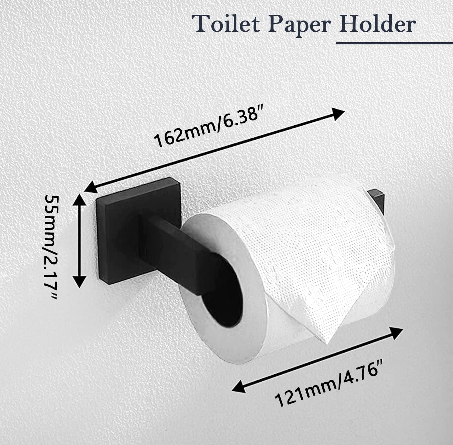 Matte Black Toilet Paper Holder - Durable Stainless Steel Wall Mount
