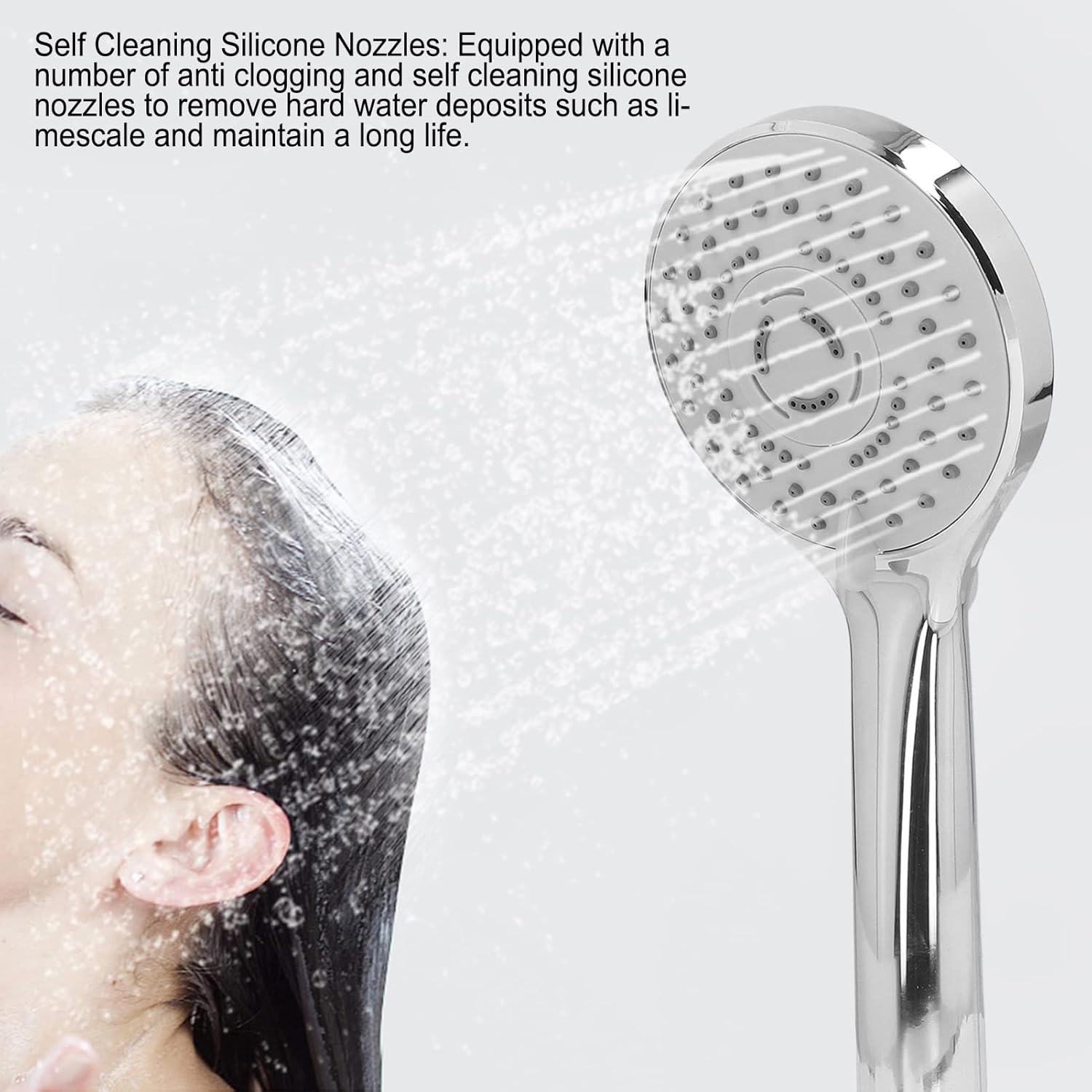 Stylish 5-in-1 G12 Thread Handheld Shower Head with Massage Self-Cleaning