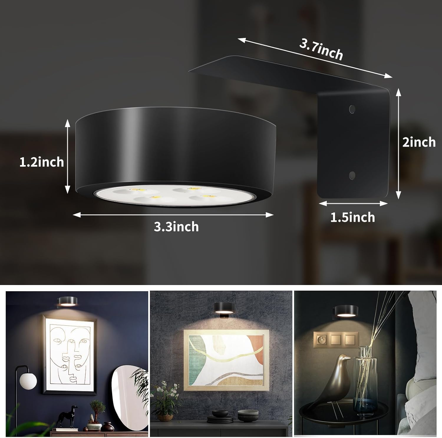 TTQ 4PCS Magnetic Wall Light with 3 Modes Dimmable