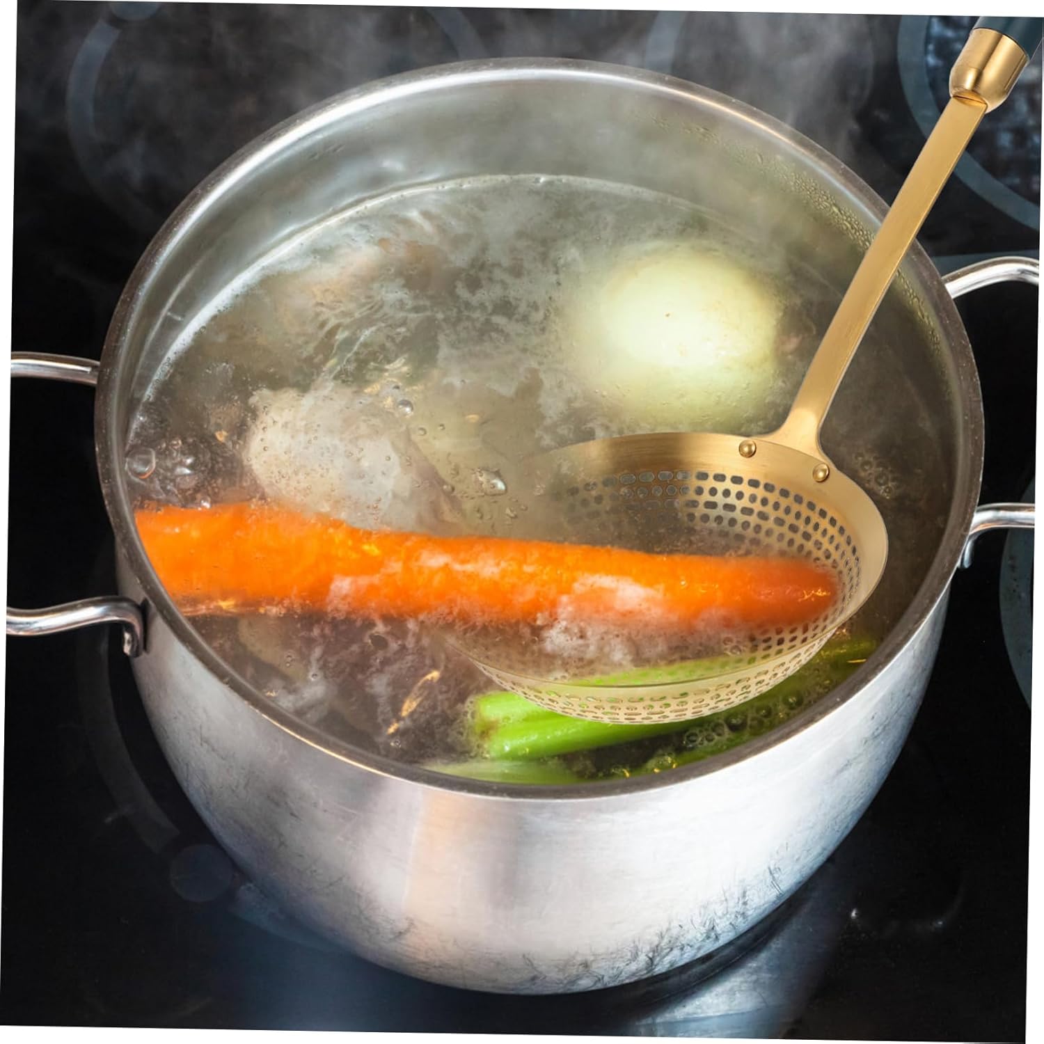 ABOOFAN Yellow Stainless Steel Skimmer Strainer Set