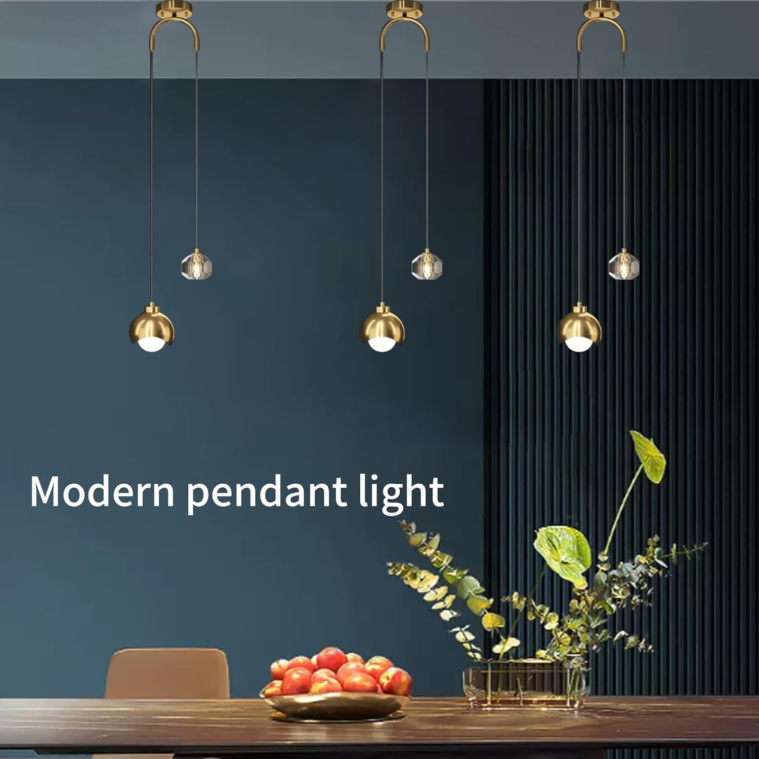 Modern Gold Chandelier Light Fixture with Crystal 79 Inch Dimmable LED Bulb