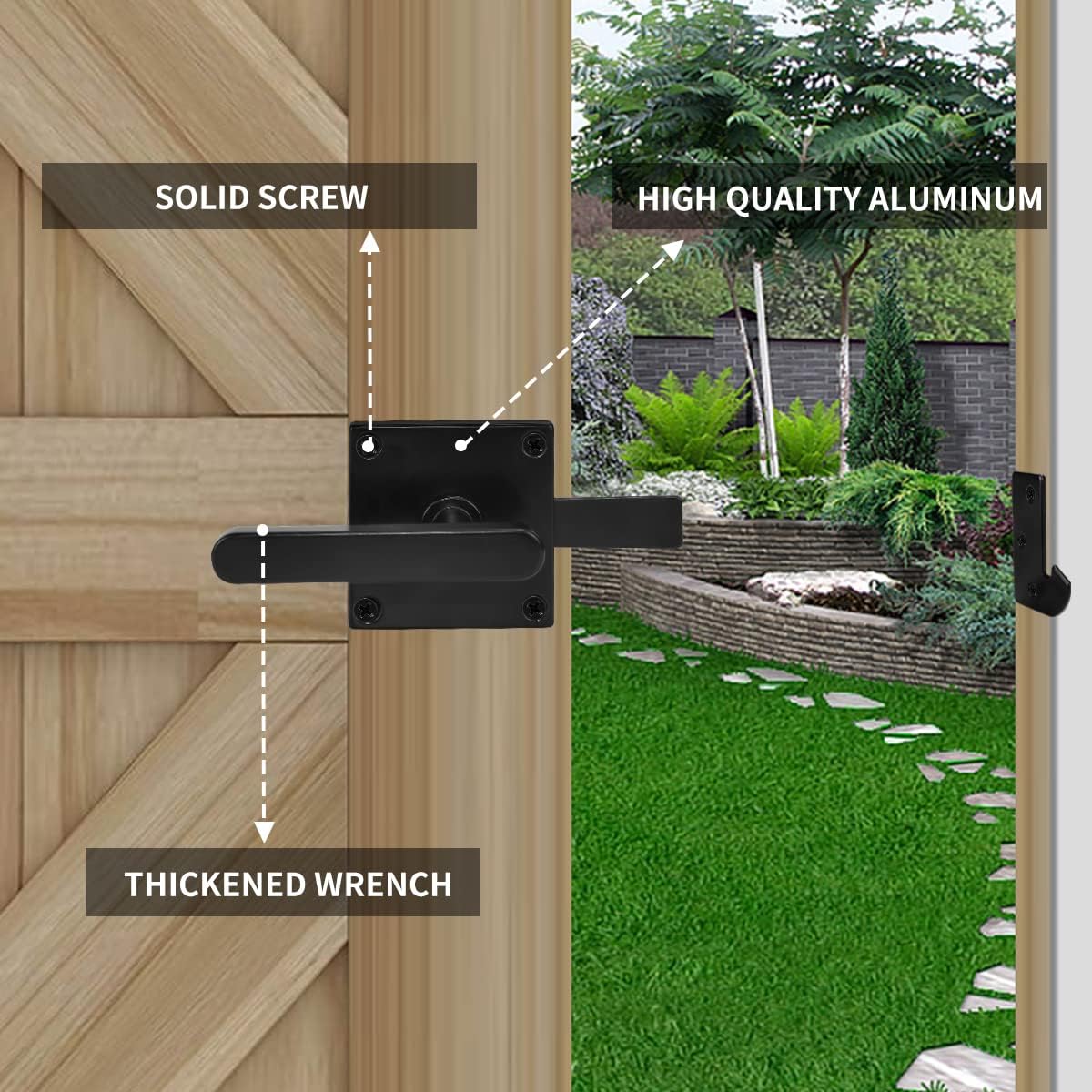Heavy Duty Gate Latch for Wooden Fences and Doors Black Finish