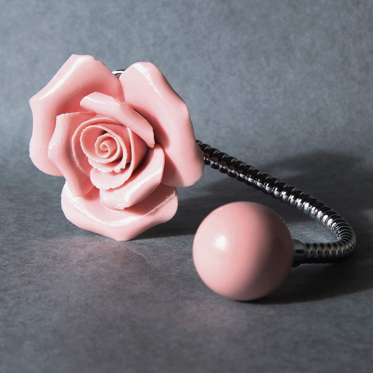 MDPLY 3D Flower Ceramic Wall Hook Rose Pink