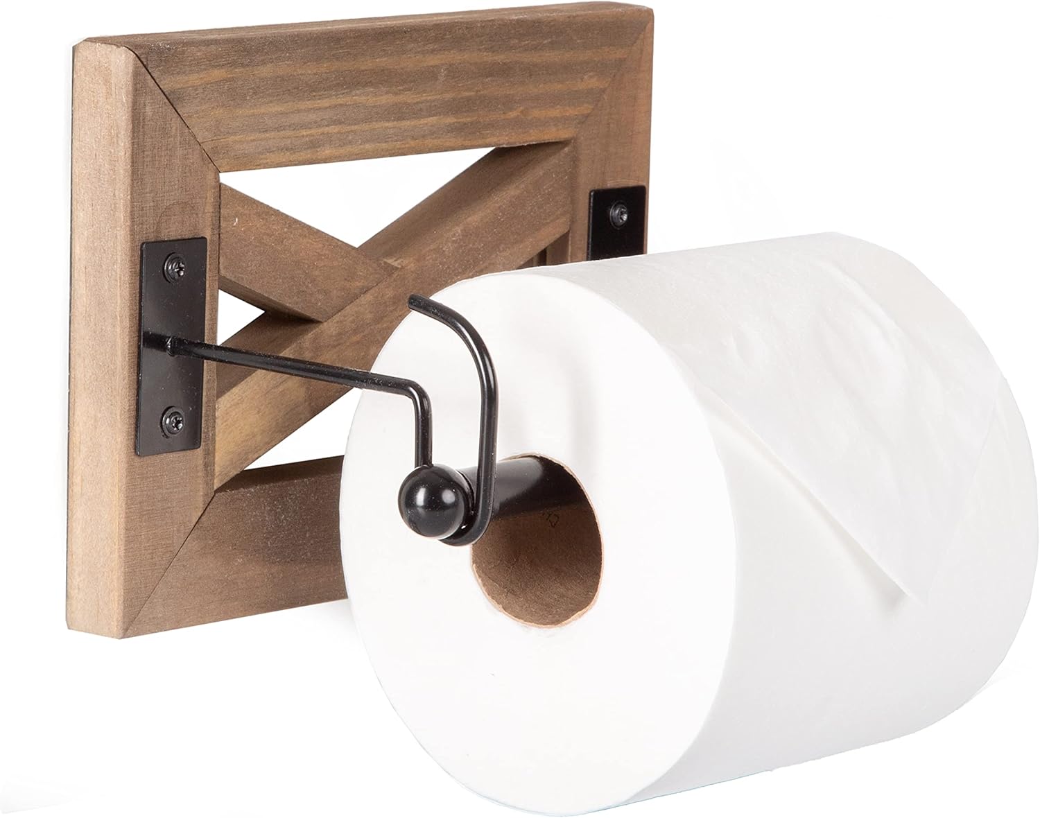 Ilyapa Farmhouse Toilet Paper Holder - Rustic Wood Wall Mount