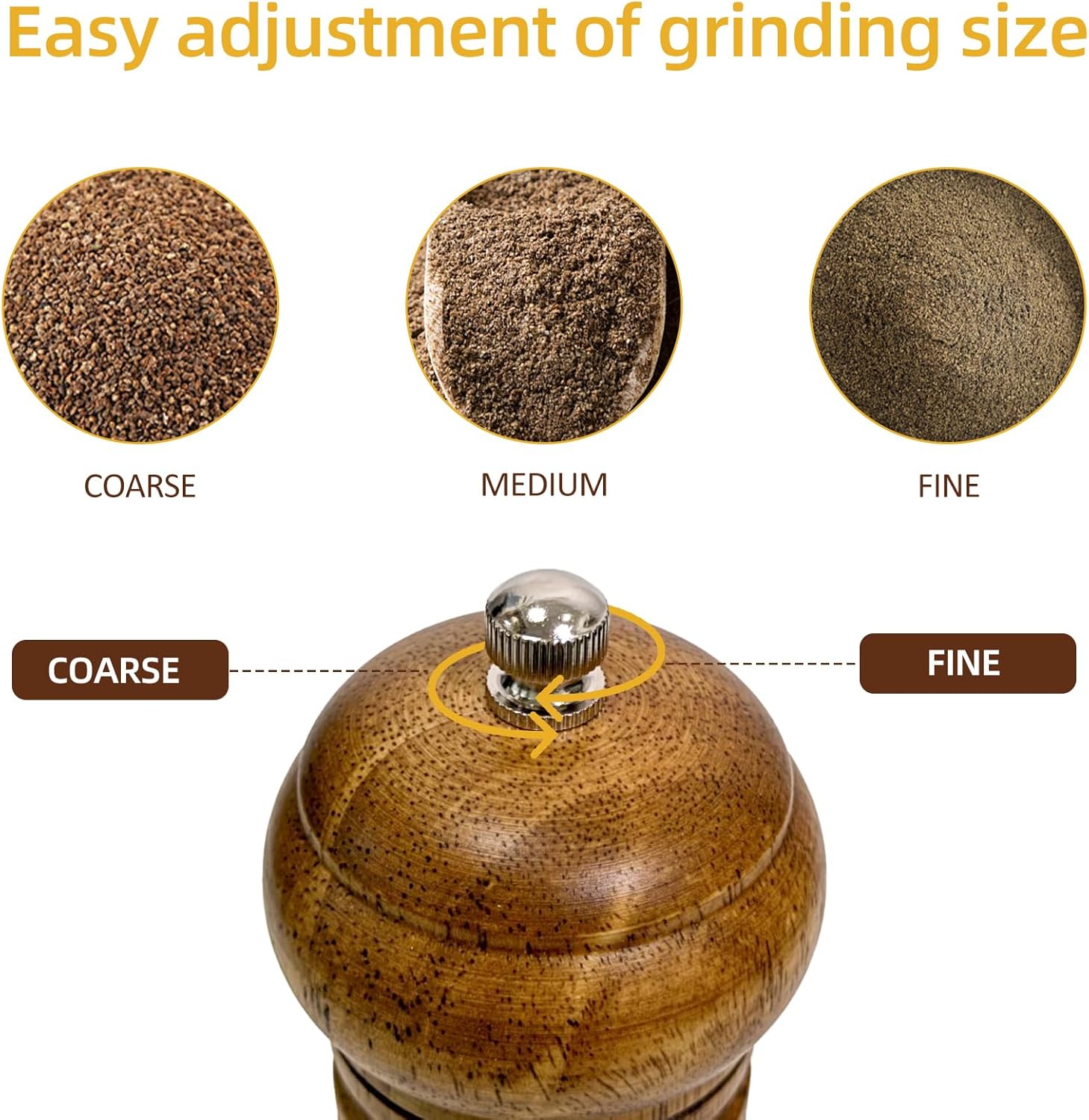 Wooden Salt Pepper Grinder Set with 8 Inch Tall Design 1