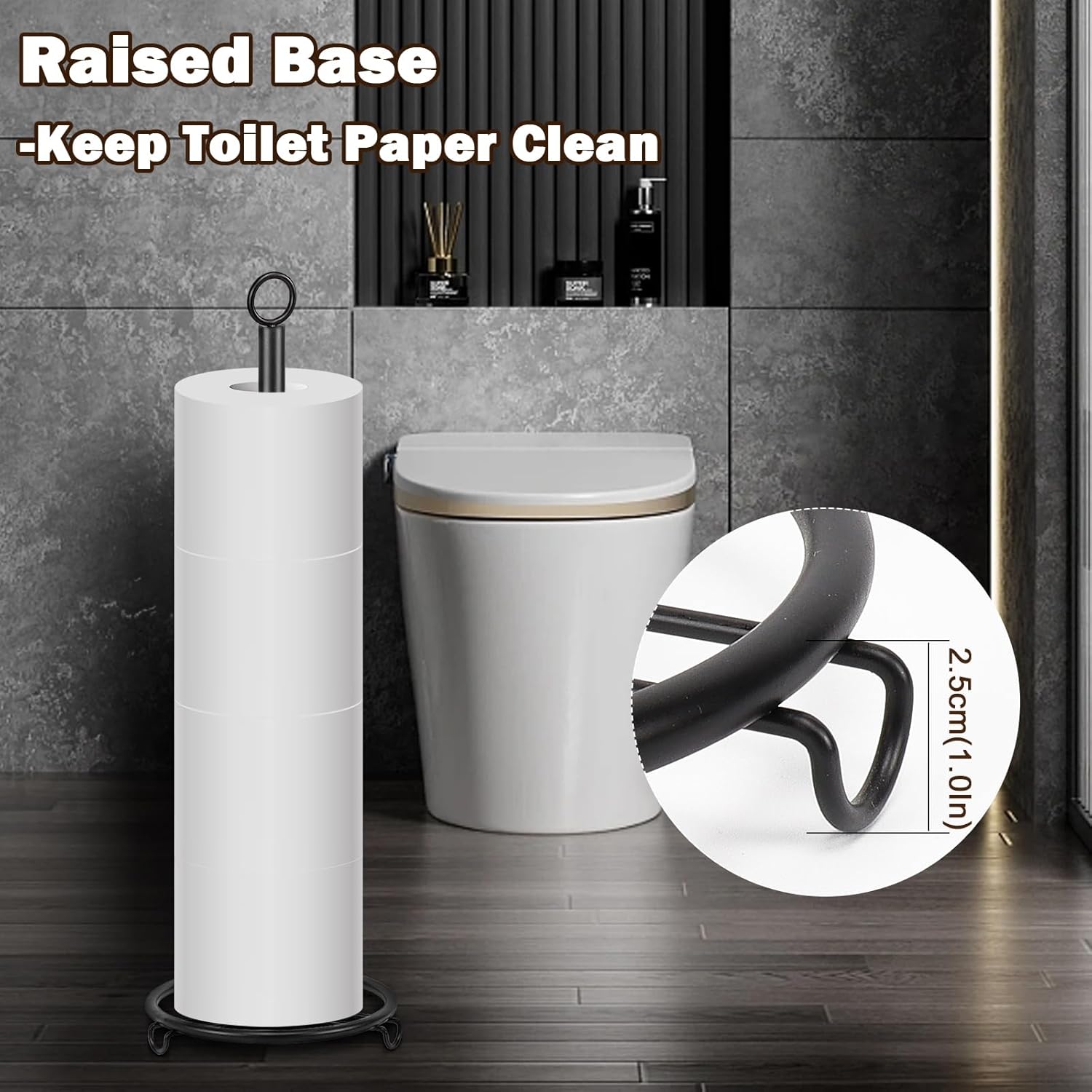 Siyzda Matte Black Toilet Paper Holder Stand