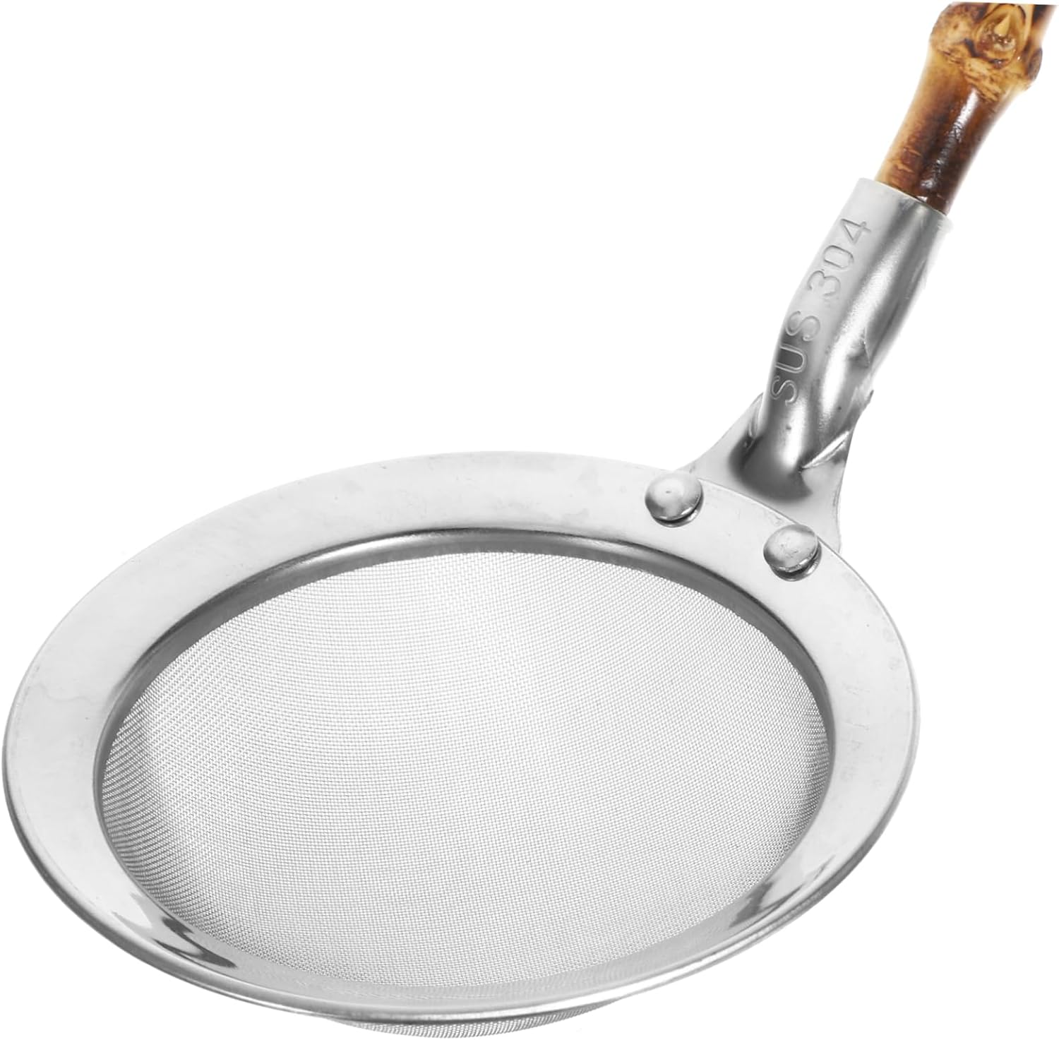 GRIRIW Food-Grade Strainer Ladle with Bamboo Handle