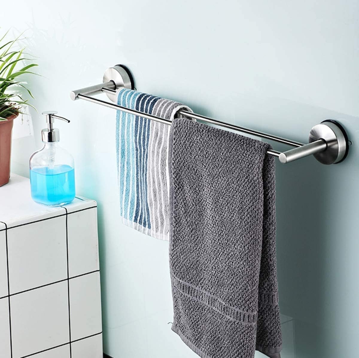 USZWBY Towel Bar Bathroom Shelf Storage Organizer