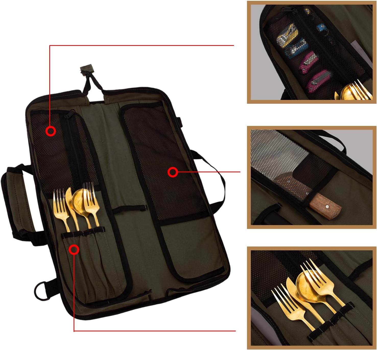 EHRGK Chef Knife Roll Bag with 13 Slots