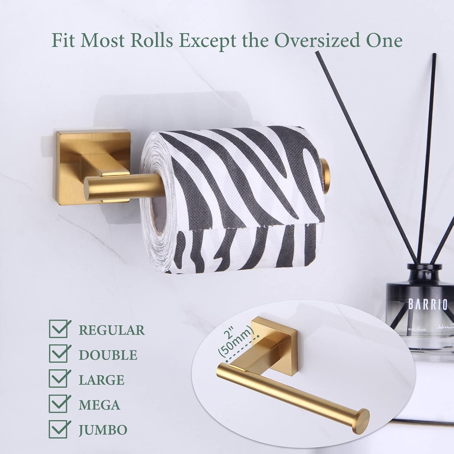 Suyar Brushed Gold Toilet Paper Holder Wall Mount
