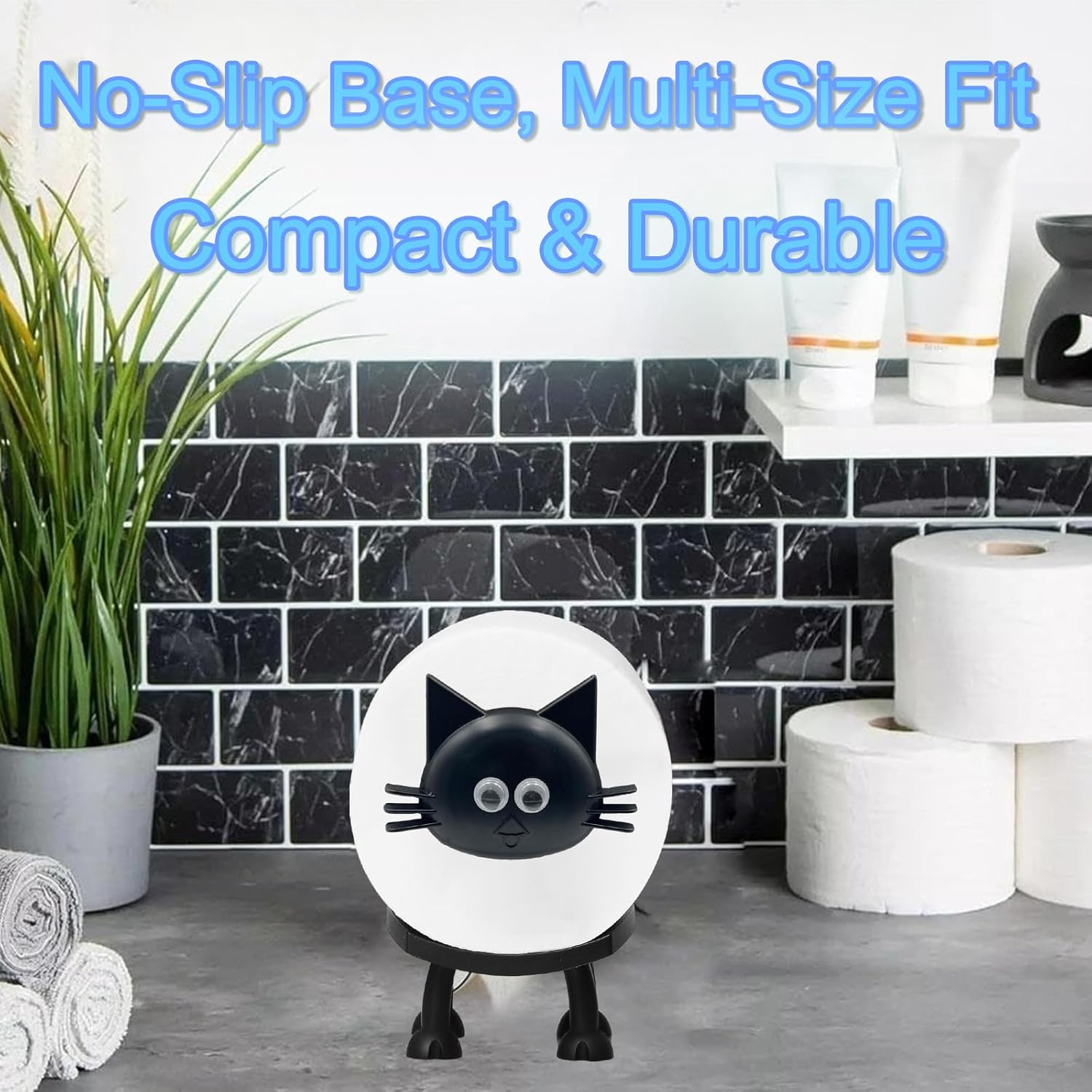 ZAGEVIVIN Cat Toilet Paper Holder Black Self Standing