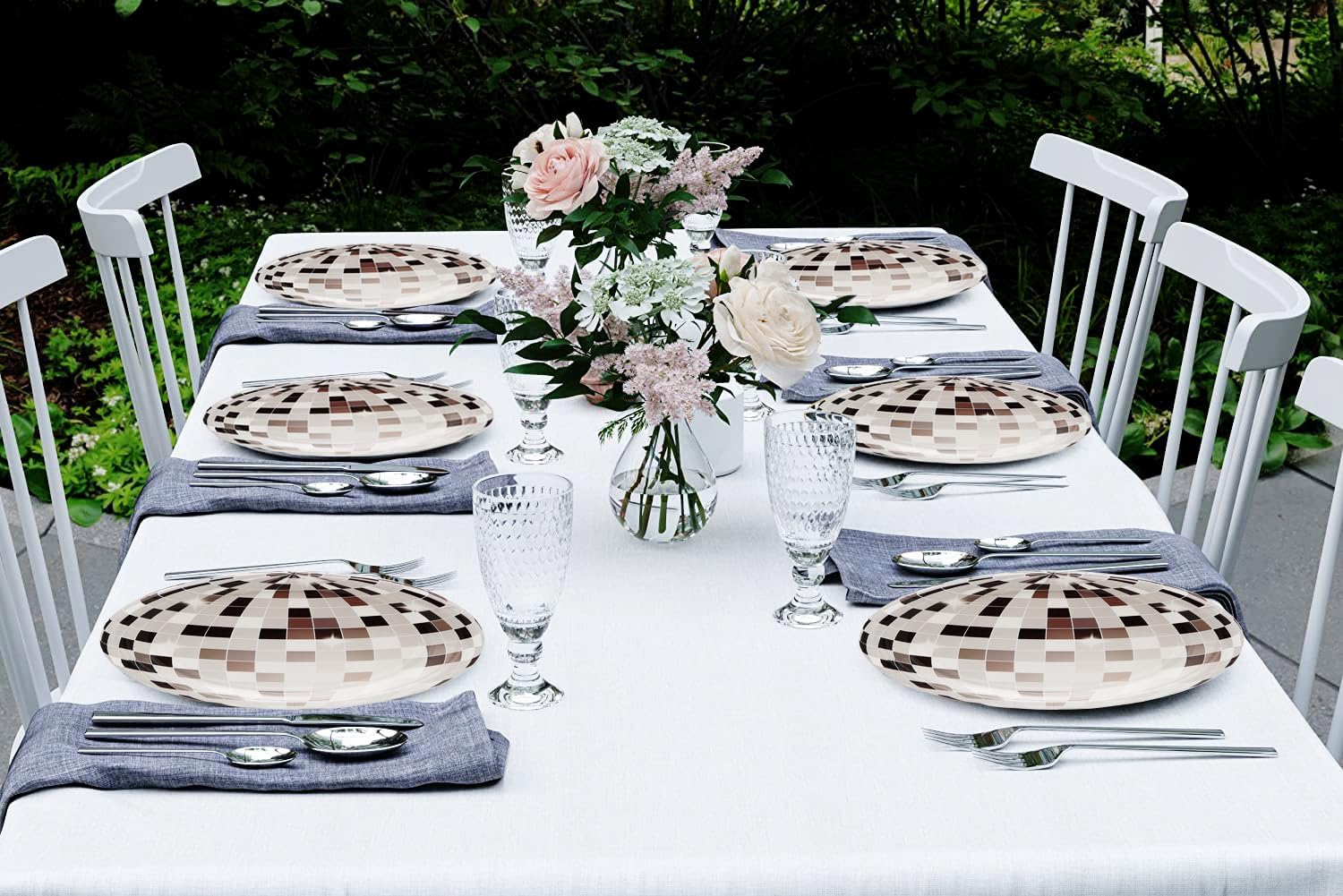 HSPAIDYP 80Pcs 7 Silver Disco Paper Plates