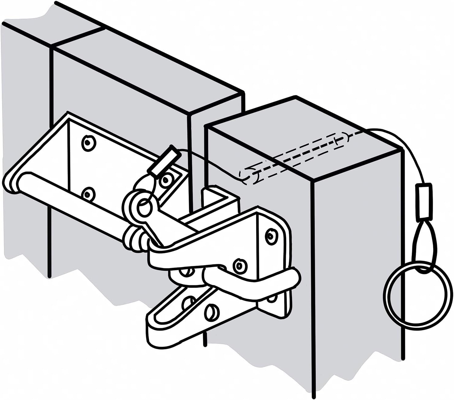 Durable Outswinging Gate Latch with Gravity Security Cable Puller Black