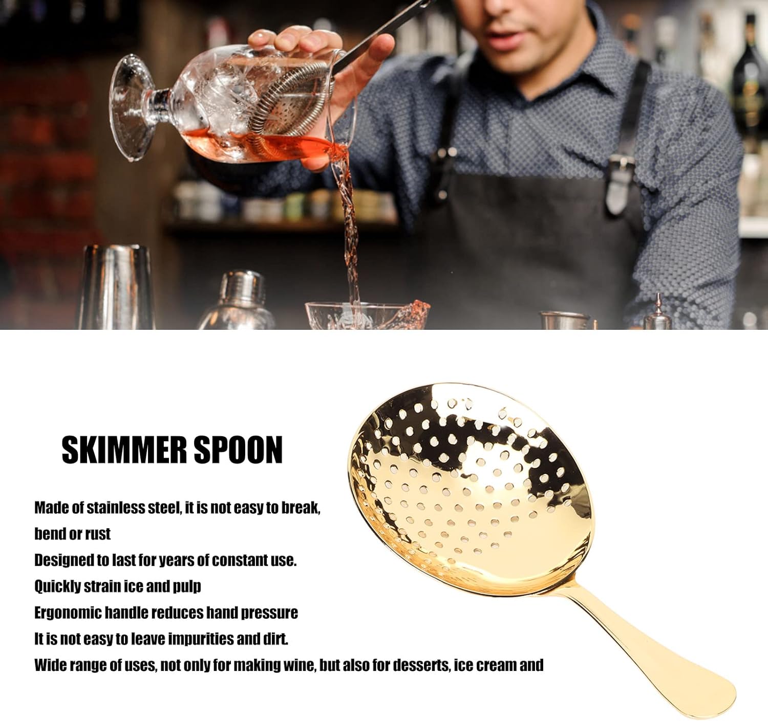 Tissting Gold Plated Julep Strainer Cocktail Tool