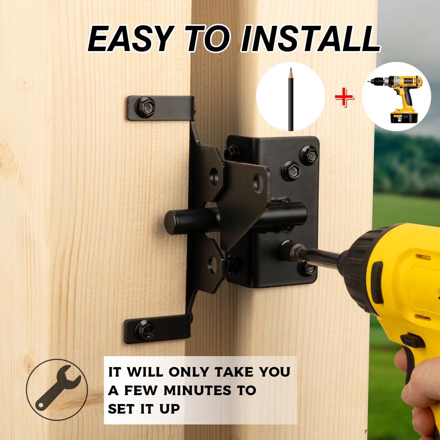 HTHOOOME Heavy Duty Self-Locking Gate Latch
