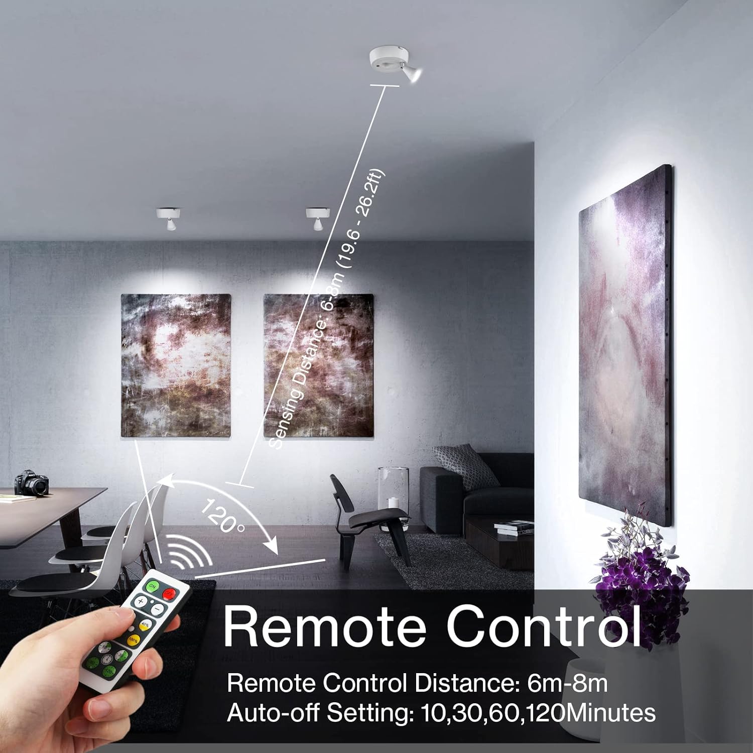 Olafus 4 Pack Wireless Spotlight Indoor LED Lights