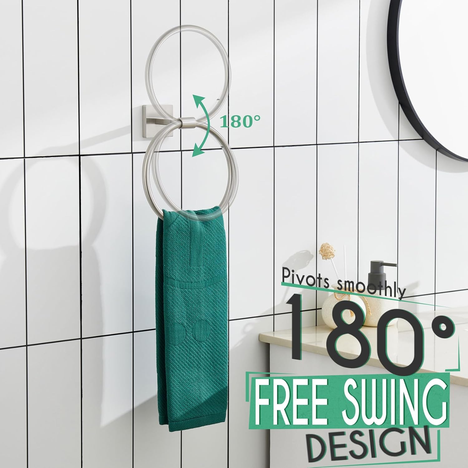 KOKOSIRI Brushed Nickel Towel Ring Set