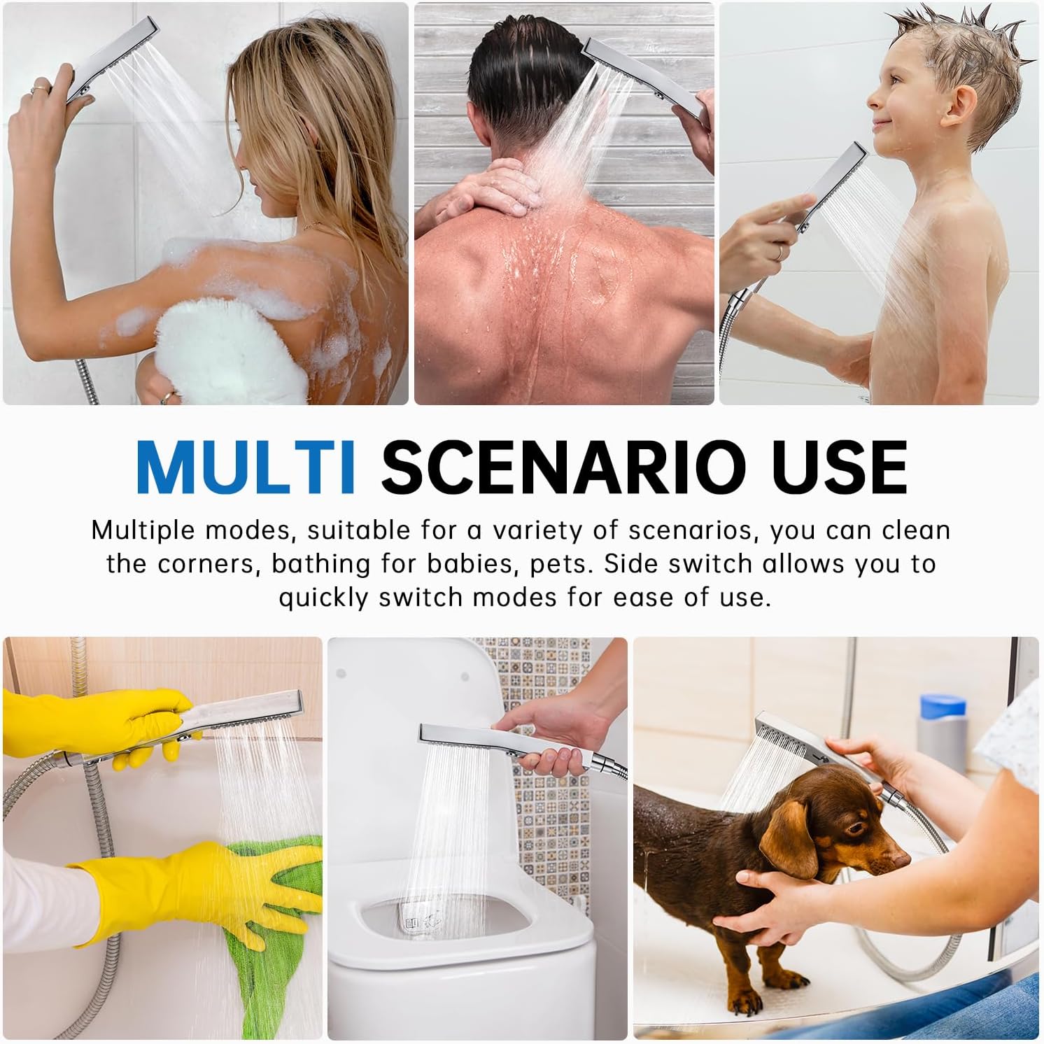 G-Promise All Metal Square 3-Mode Handheld Shower Head
