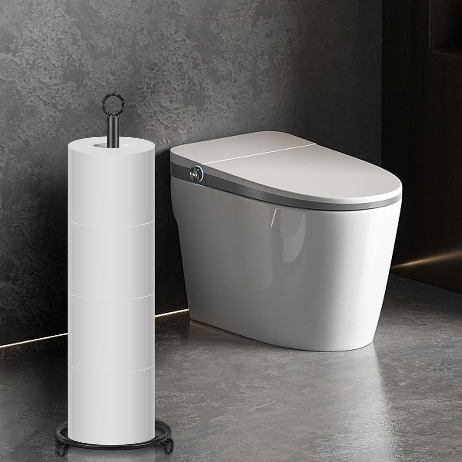 Siyzda Matte Black Toilet Paper Holder Stand