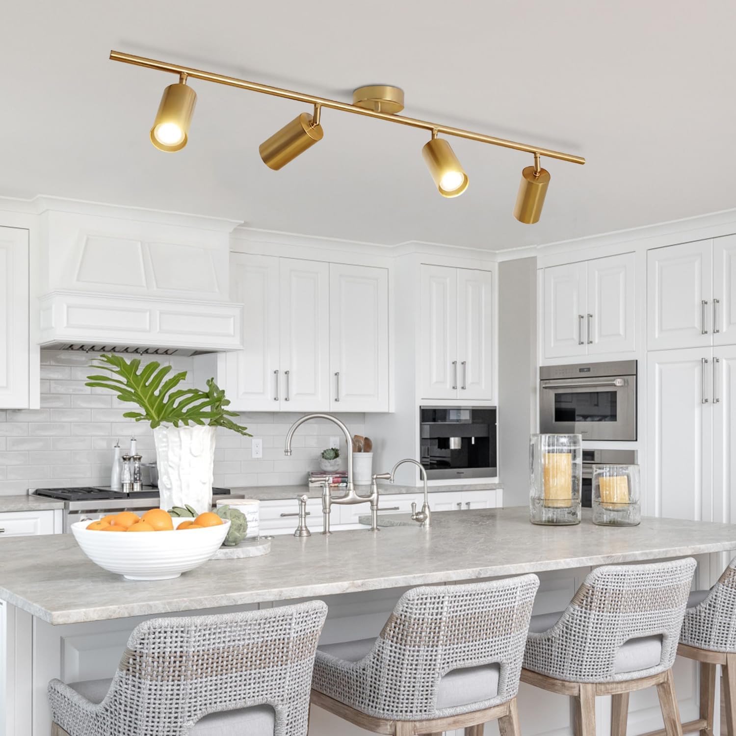 KCO 4-Light Gold LED Track Lighting Kit Brushed Brass