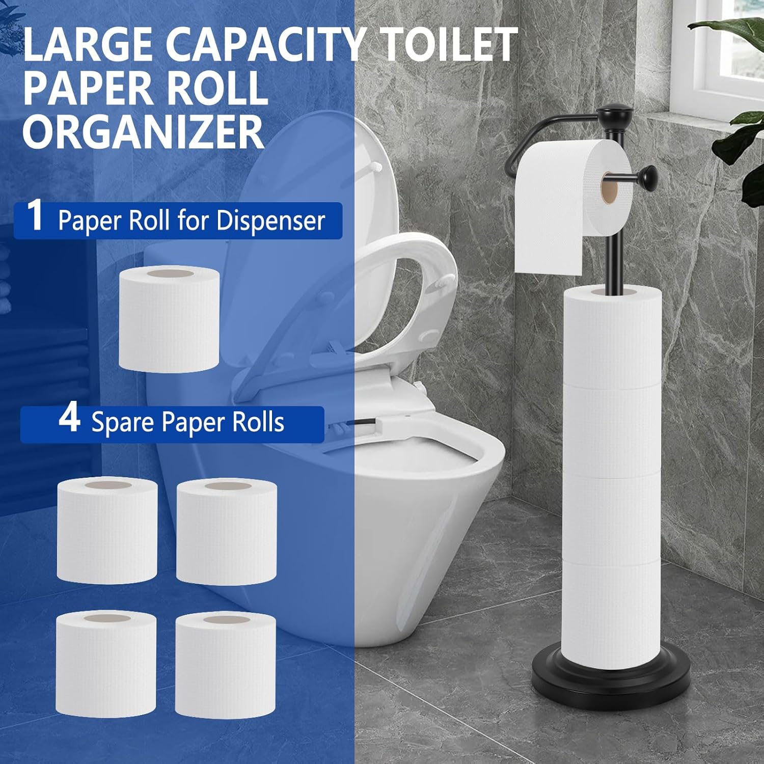 Lanburch Heavy Duty Toilet Paper Holder Stand