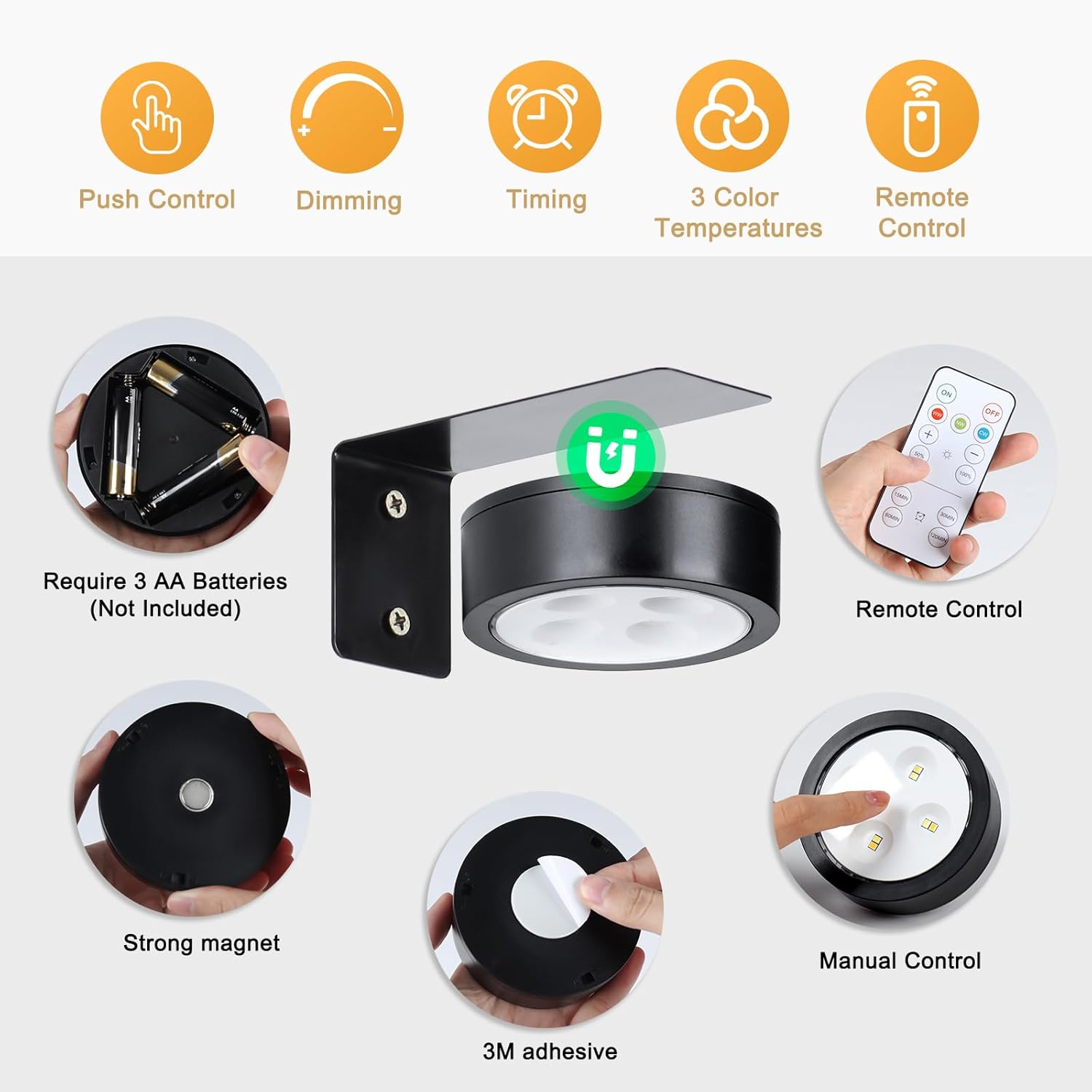 KELUOLY 4-Pack Picture Light with Remote and Dimmable Timer