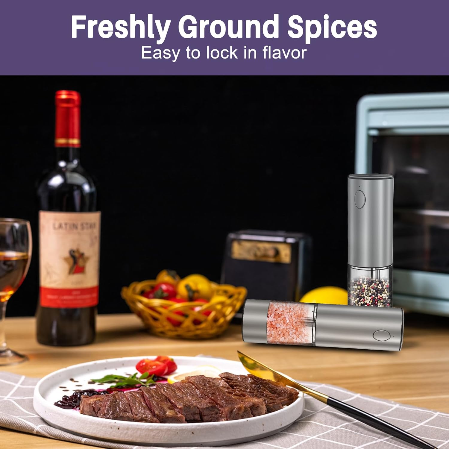 GATTLELIC Electric Salt Pepper Grinder Set