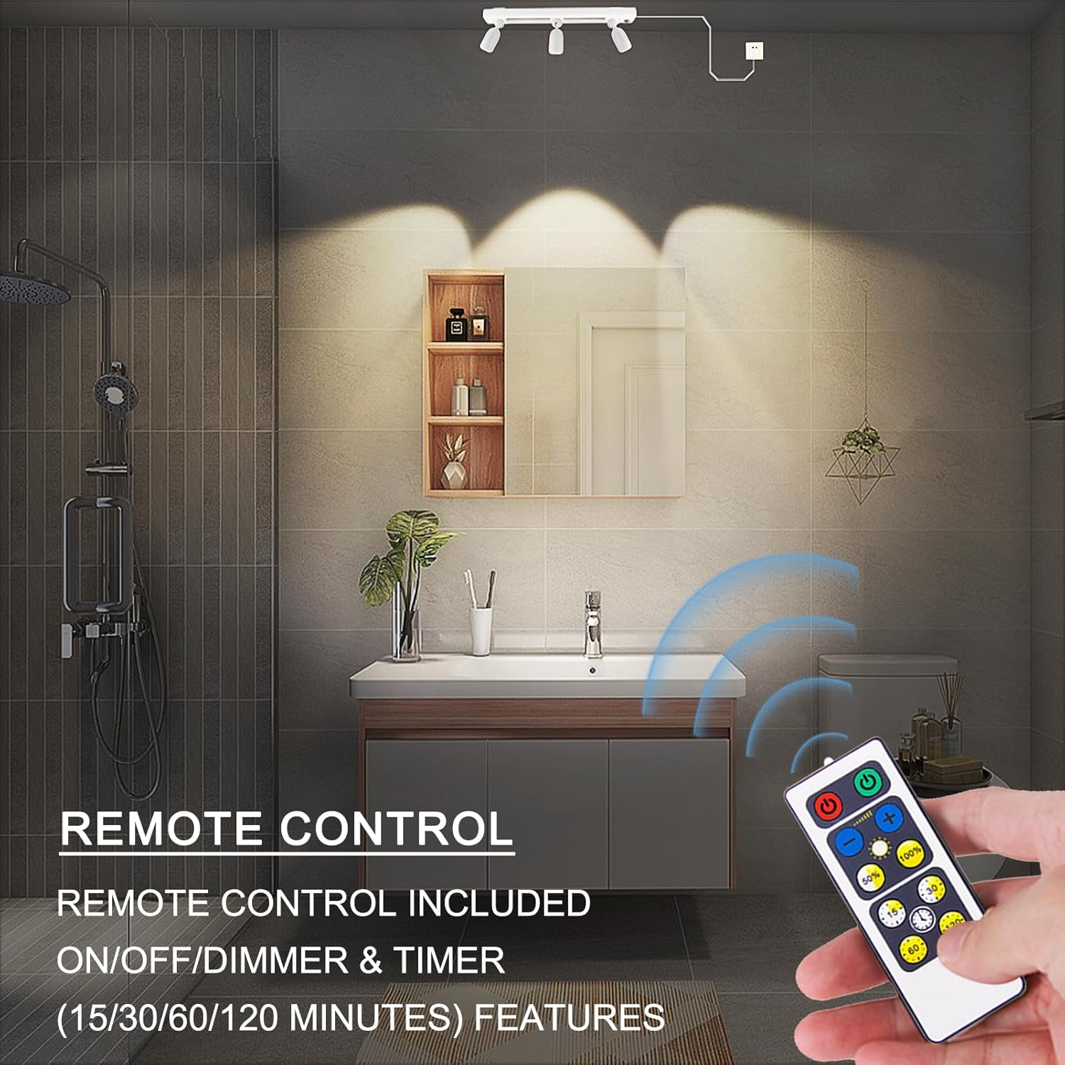 LUXSWAY Dimmable LED Track Light with Remote and 3 Adjustable Heads 1