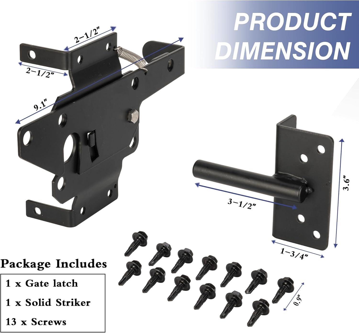 HTHOOOME Heavy Duty Self-Locking Gate Latch