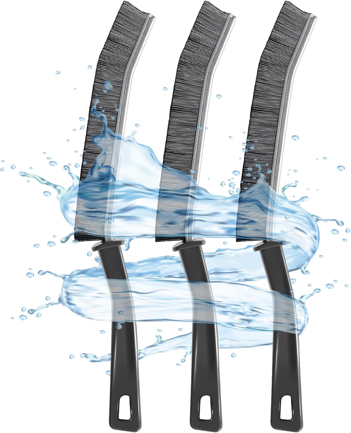 3Pcs Crevice Cleaning Brush Set Hard Bristle for Small Spaces