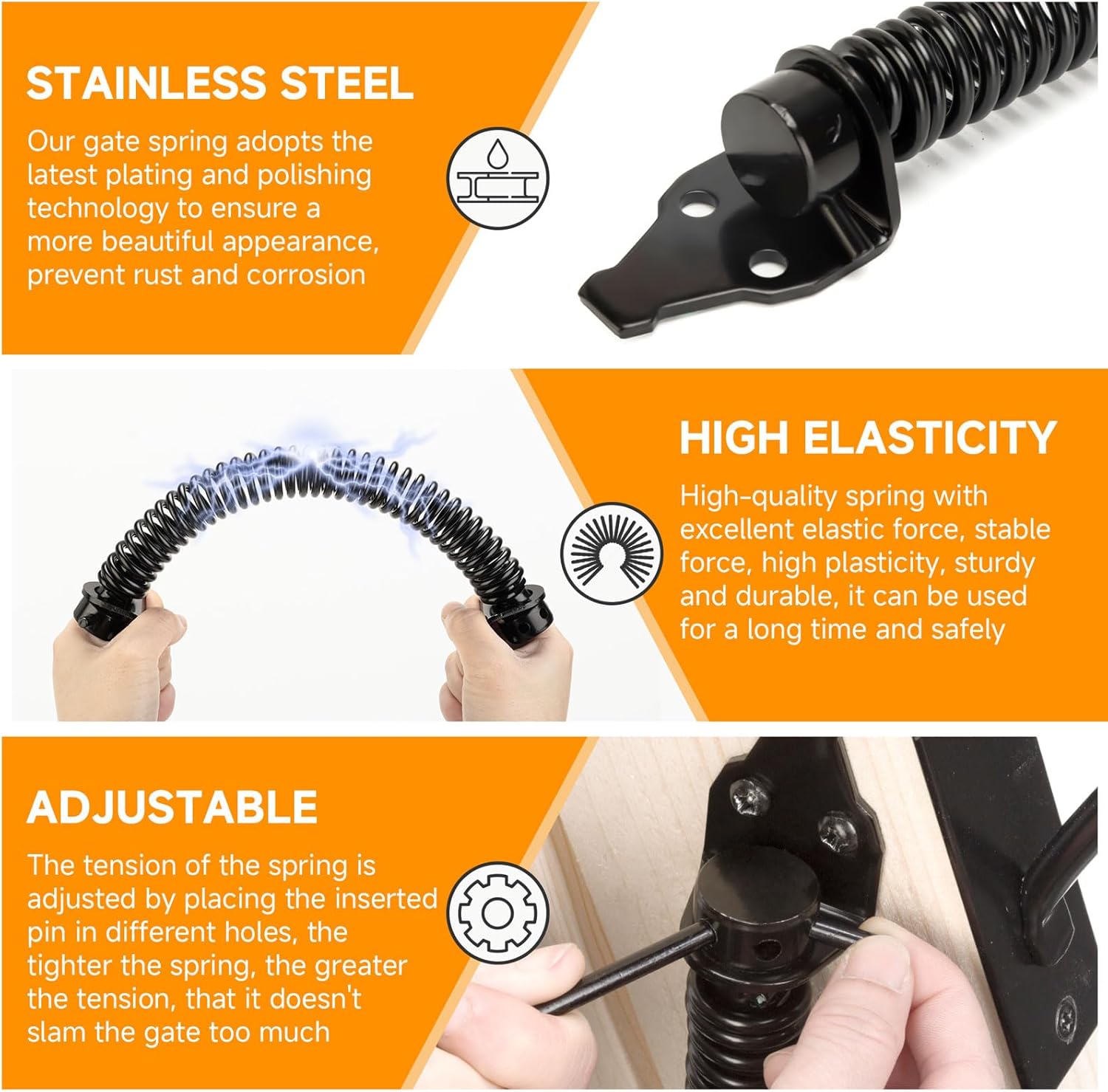 14-inch Heavy-DutyOutdoor Gate Spring Adjustable Self-Closing
