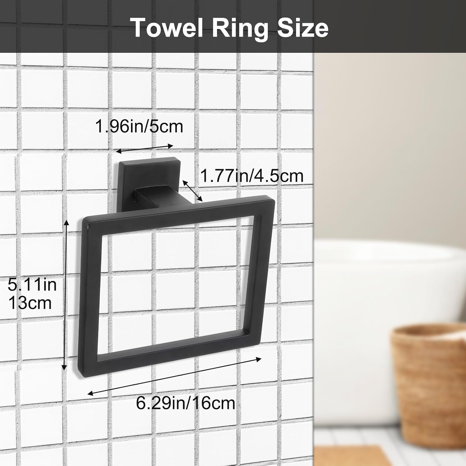 mekueeex Hand Towel Ring 2 Pack Matte Black