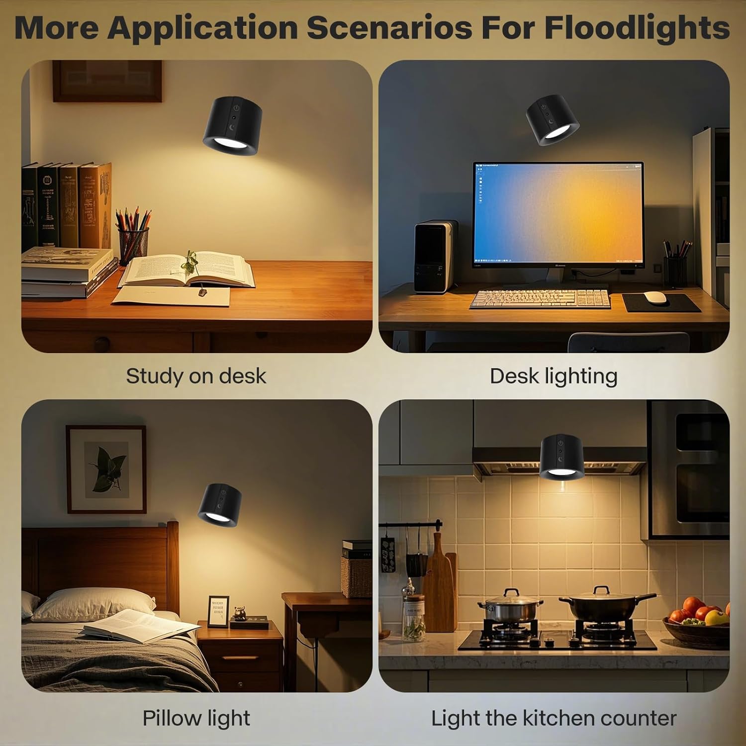 LED Spotlight Indoor Rechargeable with Dual Light Source and 360 Adjustment