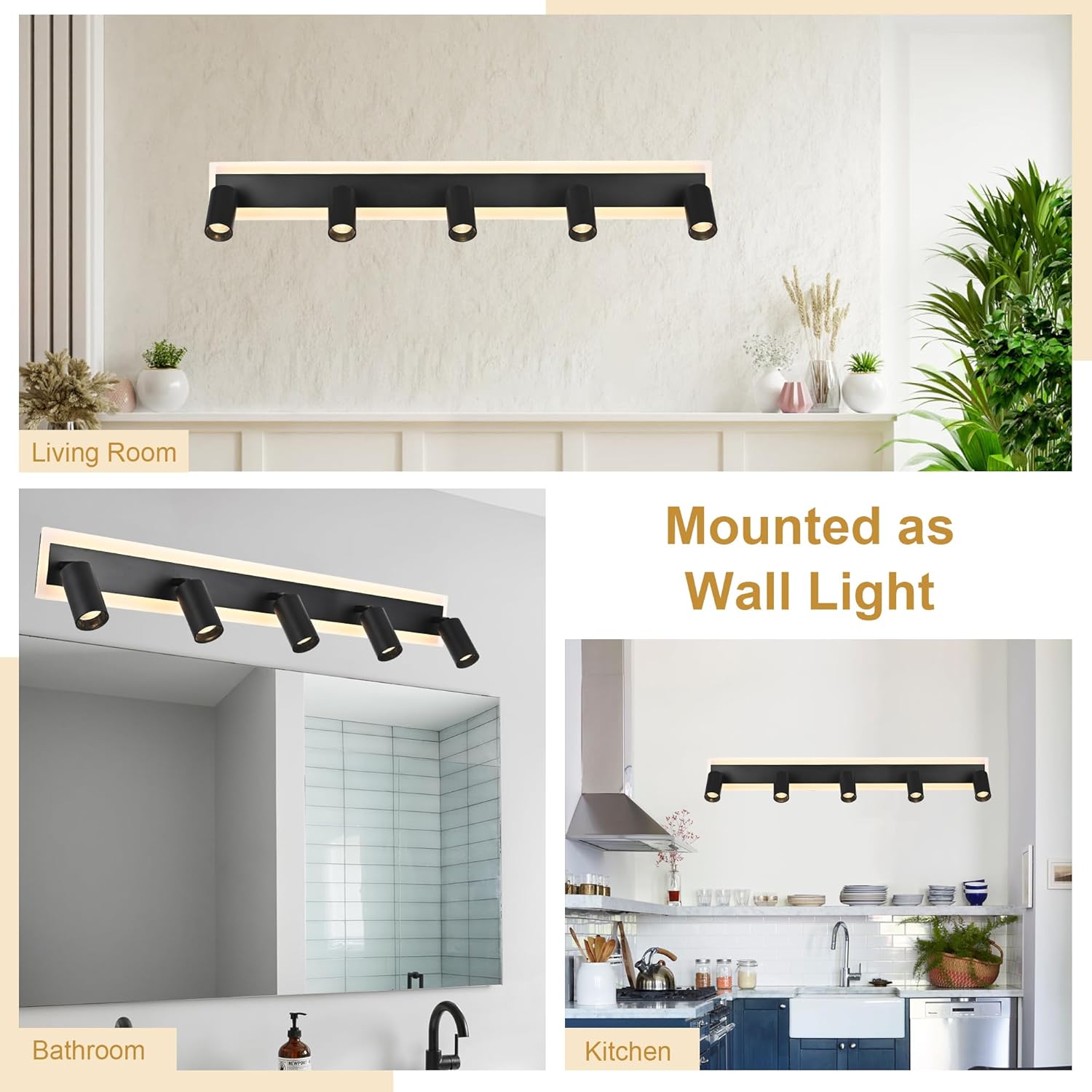TODOLUZ 5-Light LED Track Light Fixtures Black
