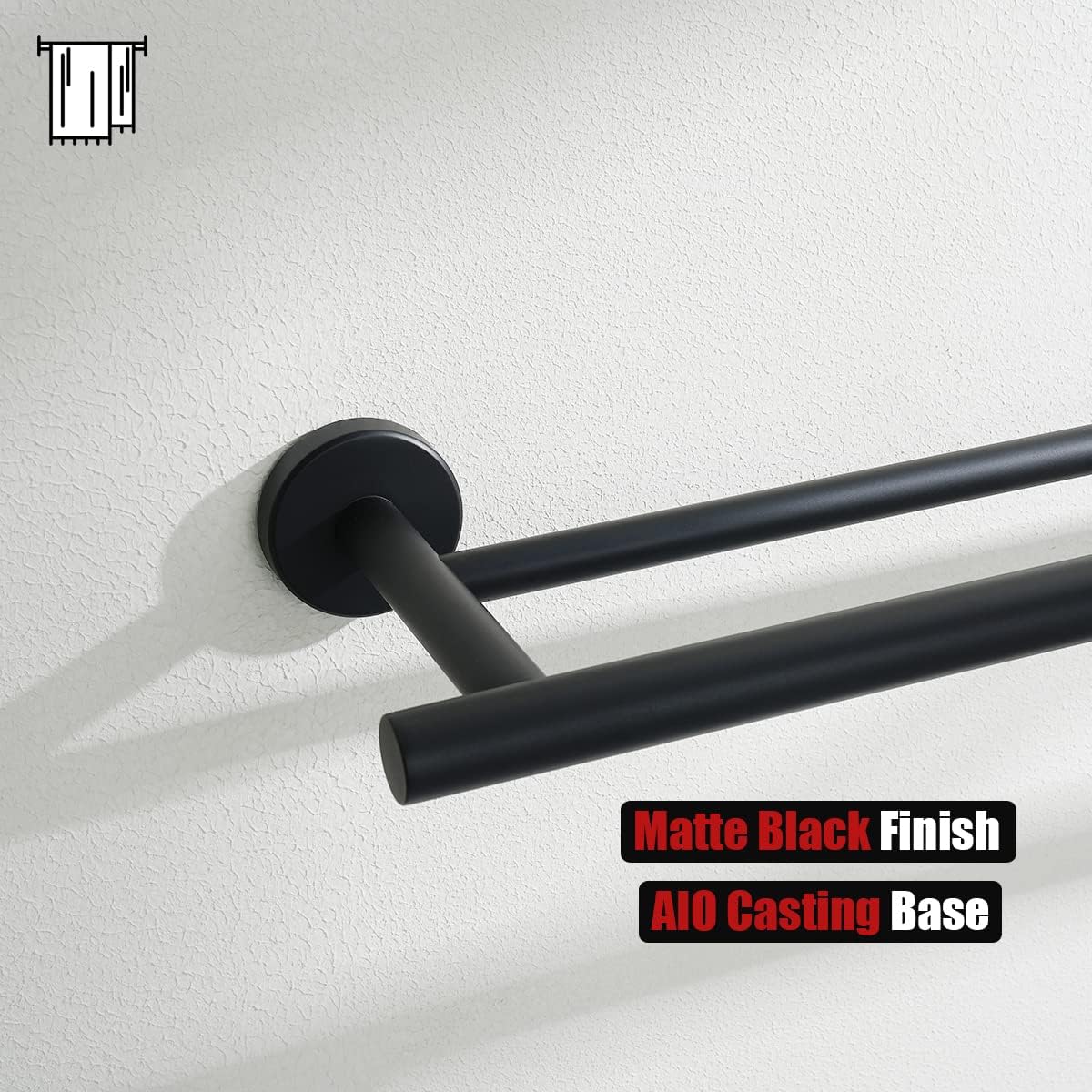JQK Double Bath Towel Bar Matte Black