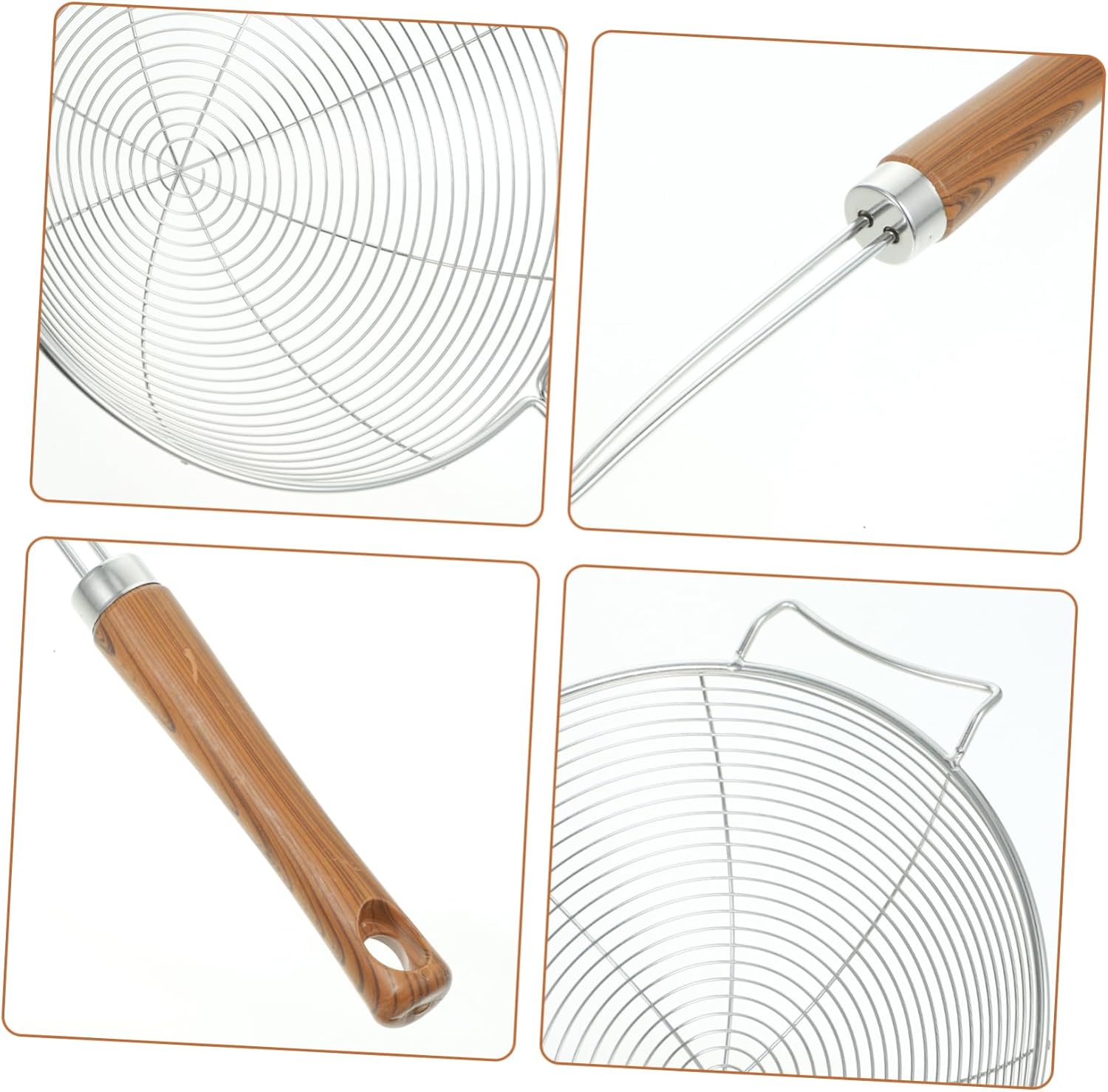 Luxshiny 304 Stainless Steel Skimmer Spoon with Wooden Handle
