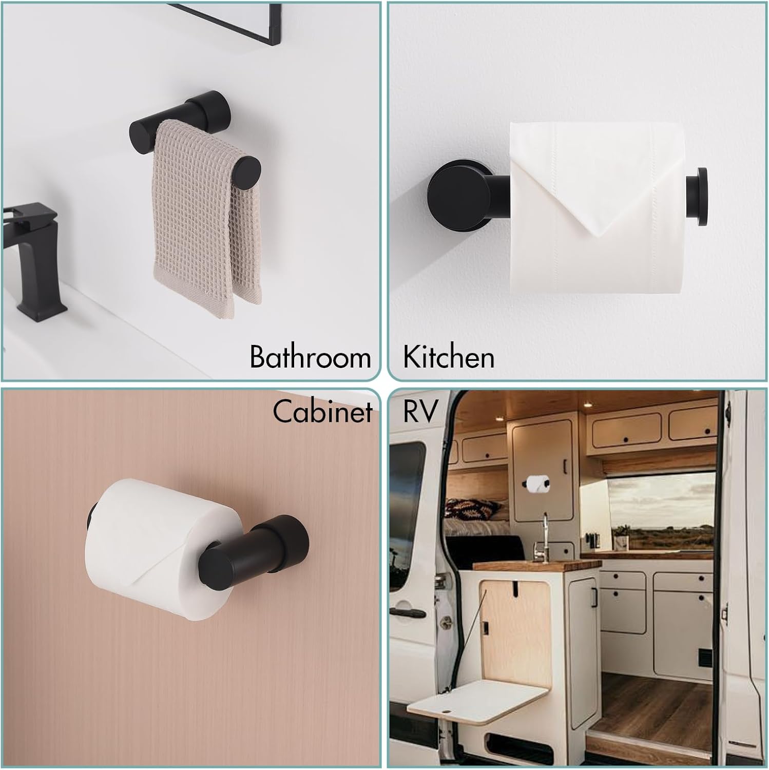 KPWATER Toilet Paper Holder Space-Saving Matte Black Wall Mount