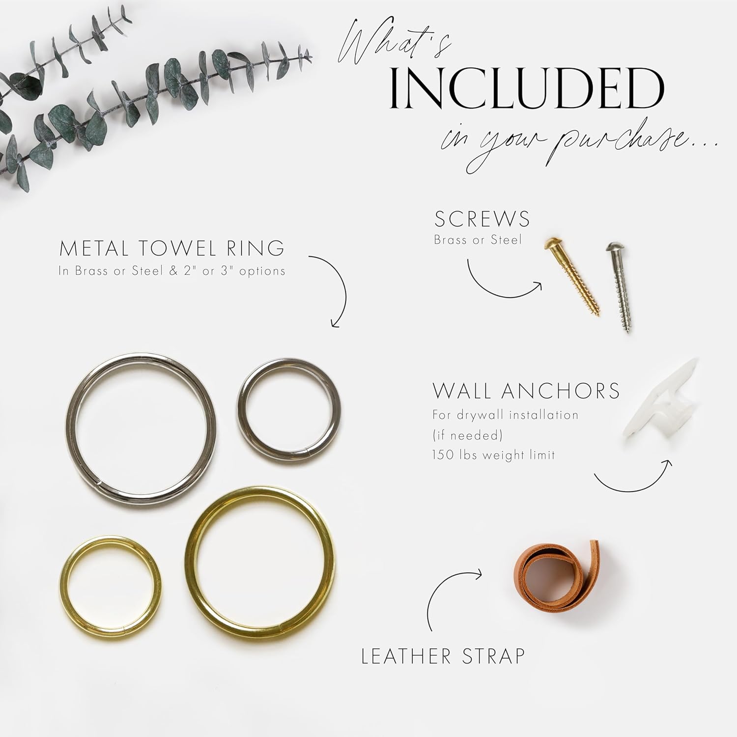 KEYAIIRA Small Wide Leather Wall Hook Minimalist Towel Ring 1