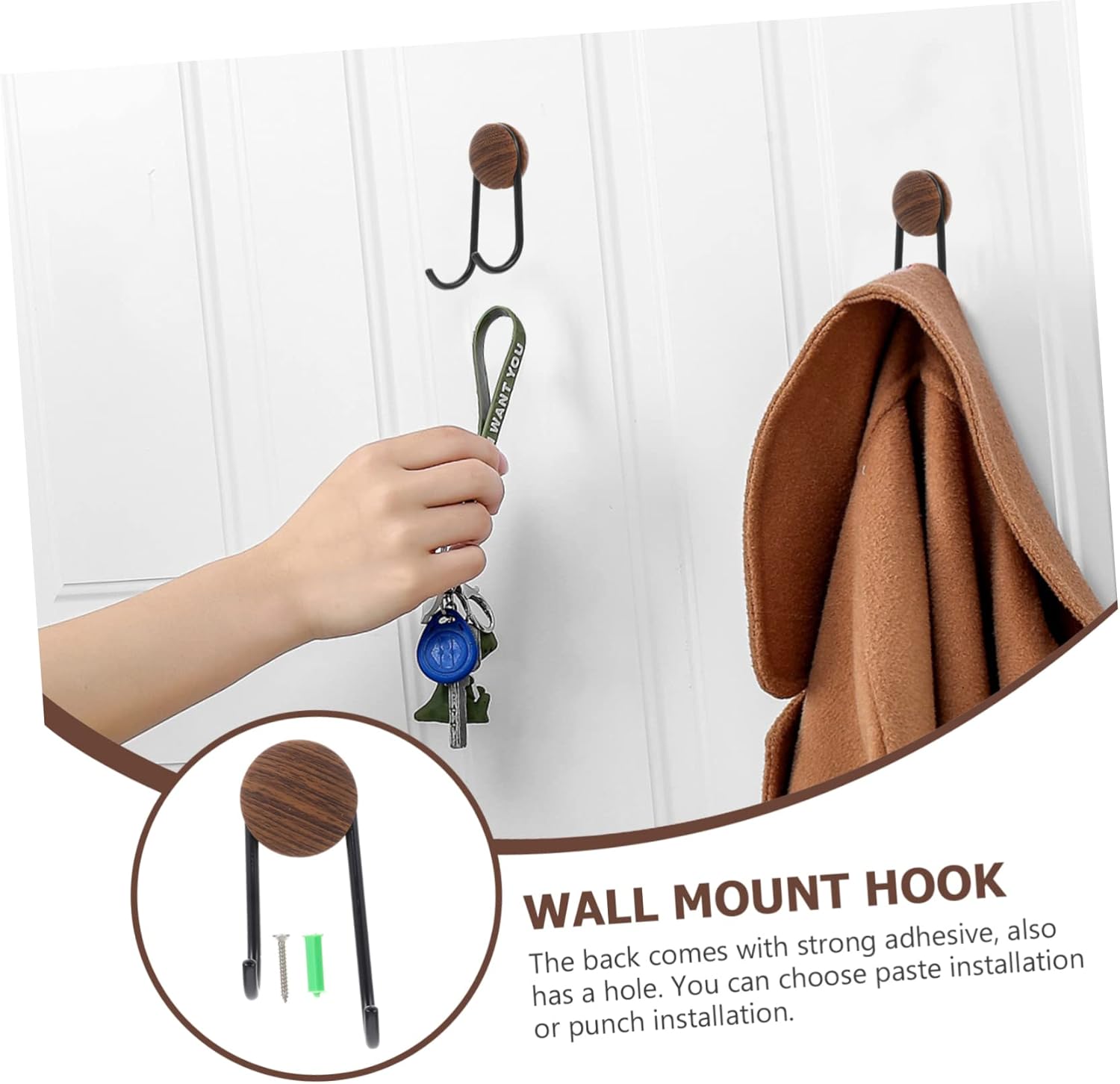 Grain Stainless Steel Adhesive Hook Decorative Towel Holder